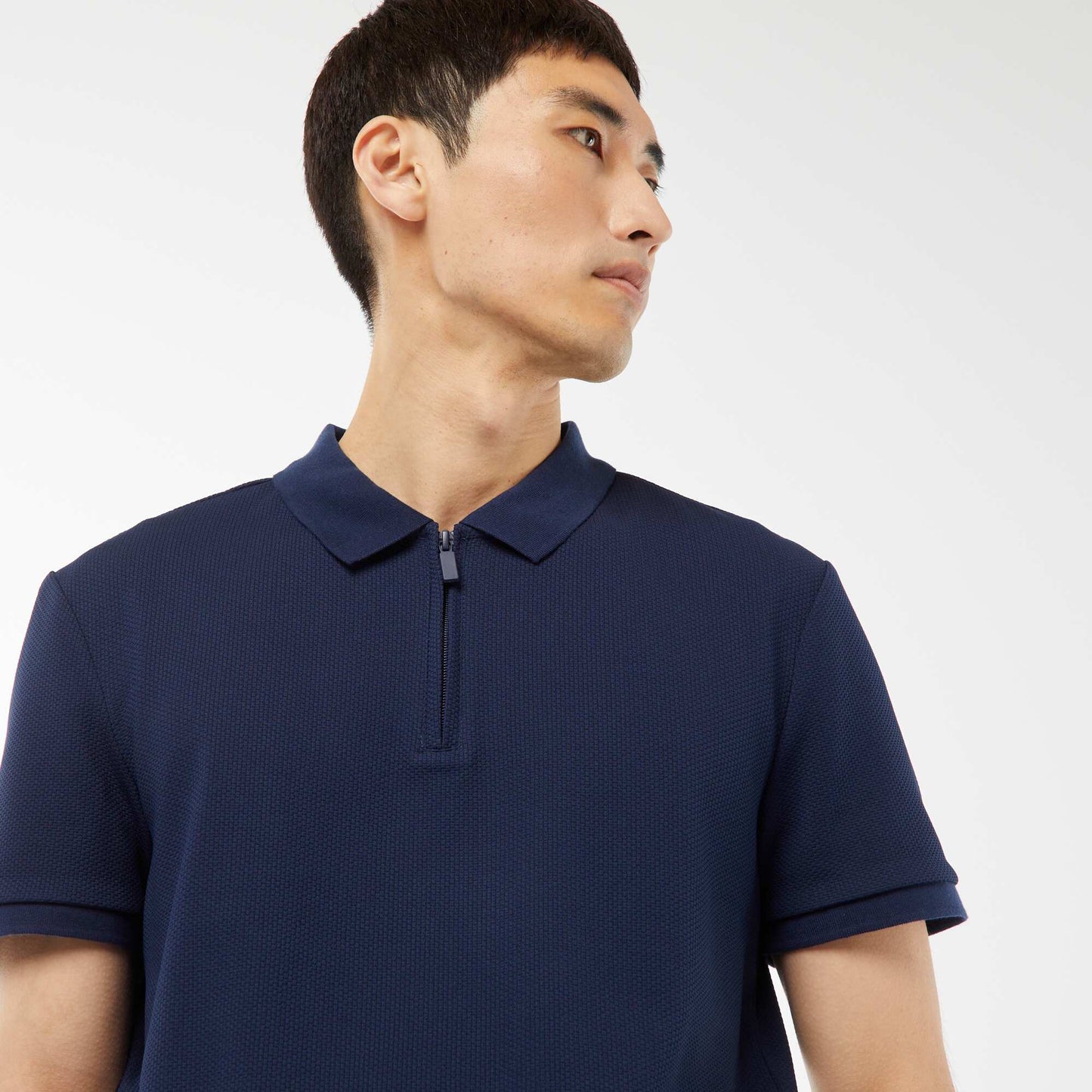 Polo en nid d'abeilles et col zippé NOIR