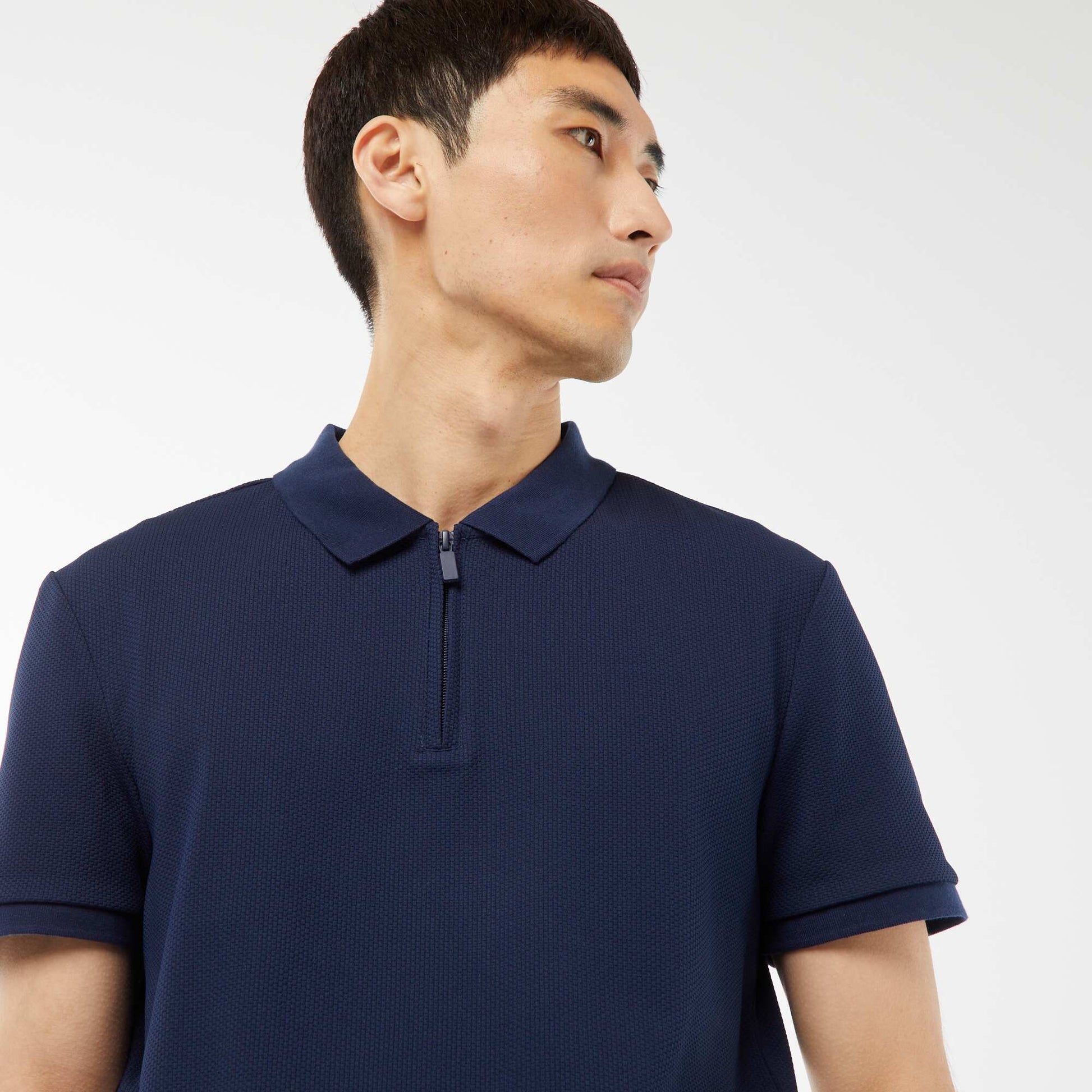Polo en nid d'abeilles et col zippé NOIR