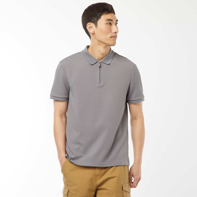 Polo en nid d'abeilles et col zippé GRIS