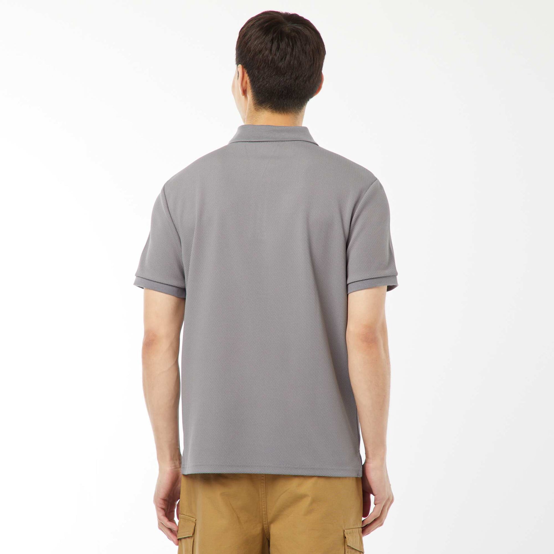 Polo en nid d'abeilles et col zippé GRIS