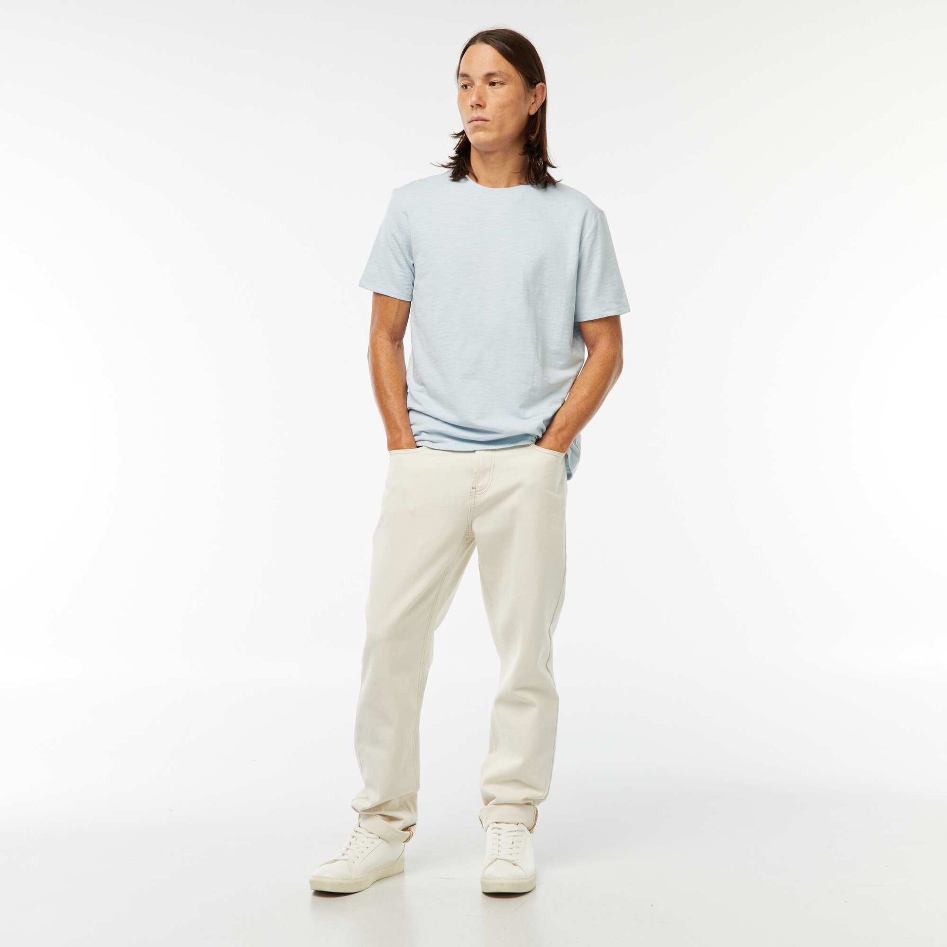 T-shirt manches courtes en maille fantaisie BLEU