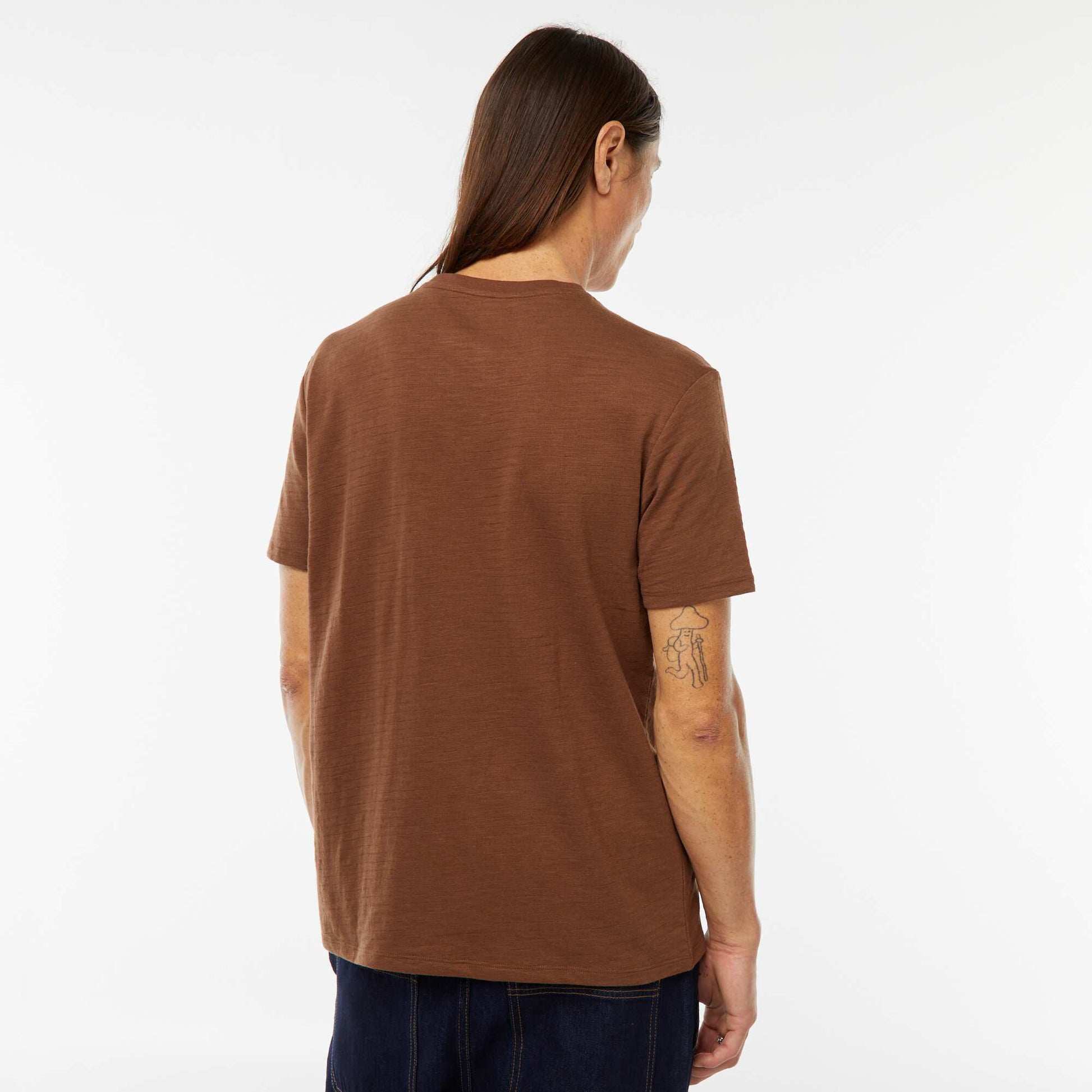 T-shirt manches courtes en maille fantaisie MARRON