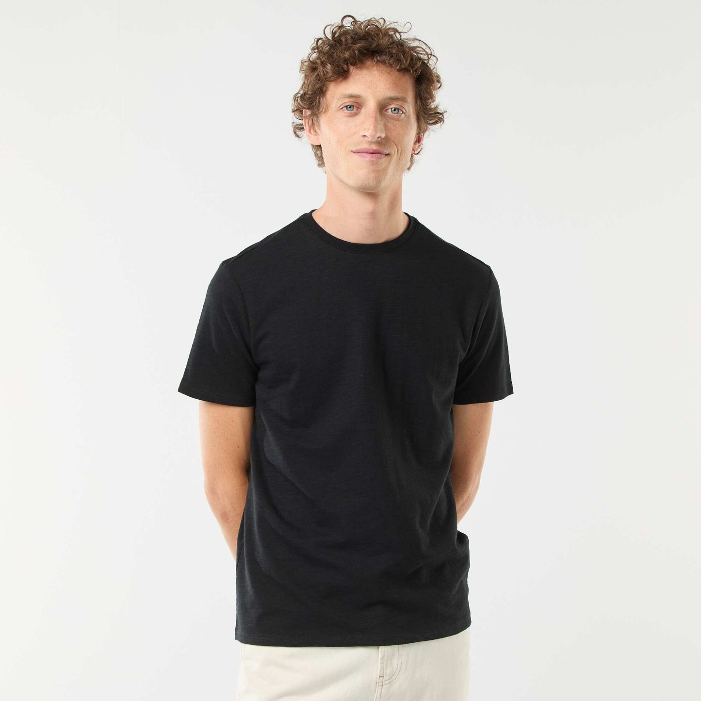 T-shirt manches courtes en maille fantaisie NOIR