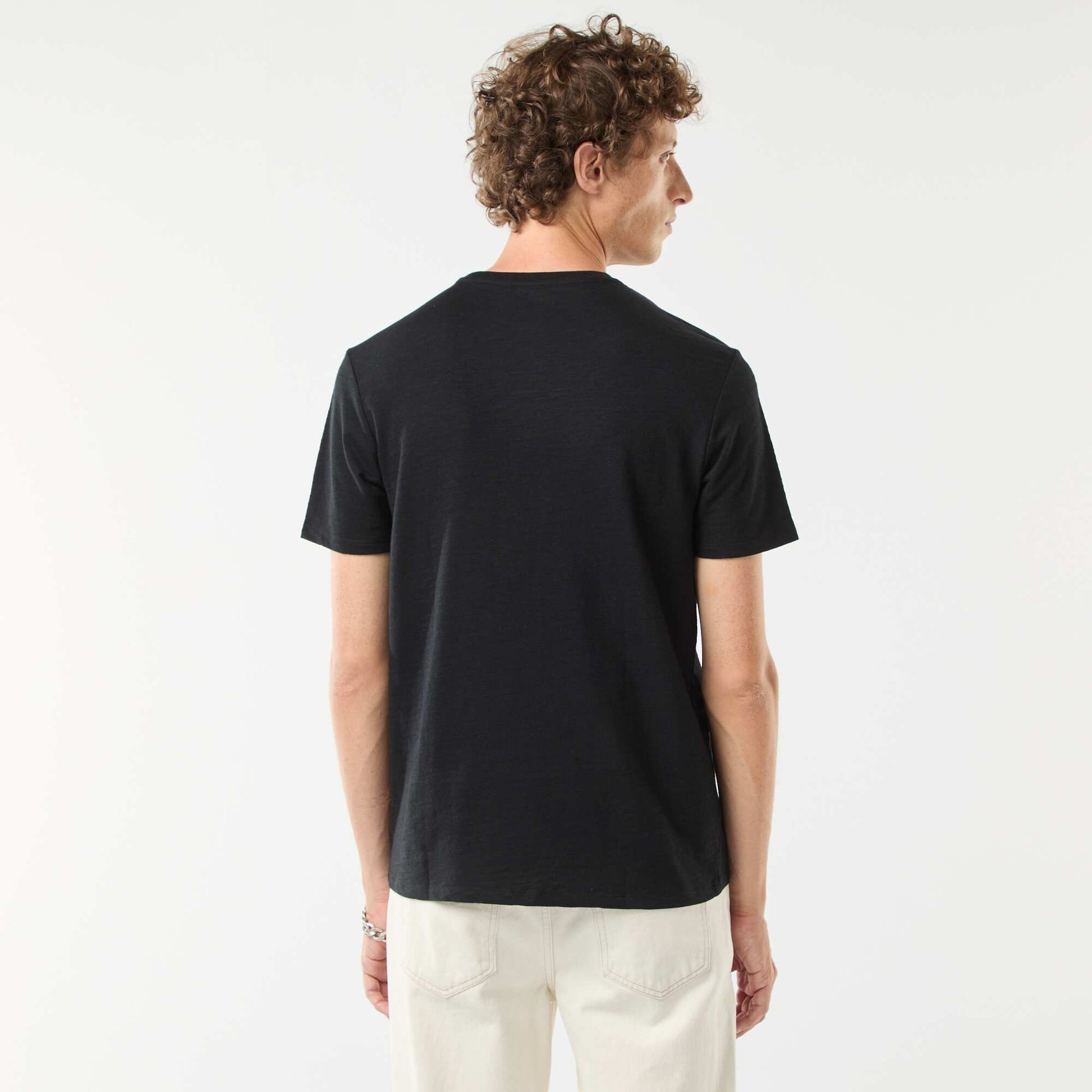 T-shirt manches courtes en maille fantaisie NOIR