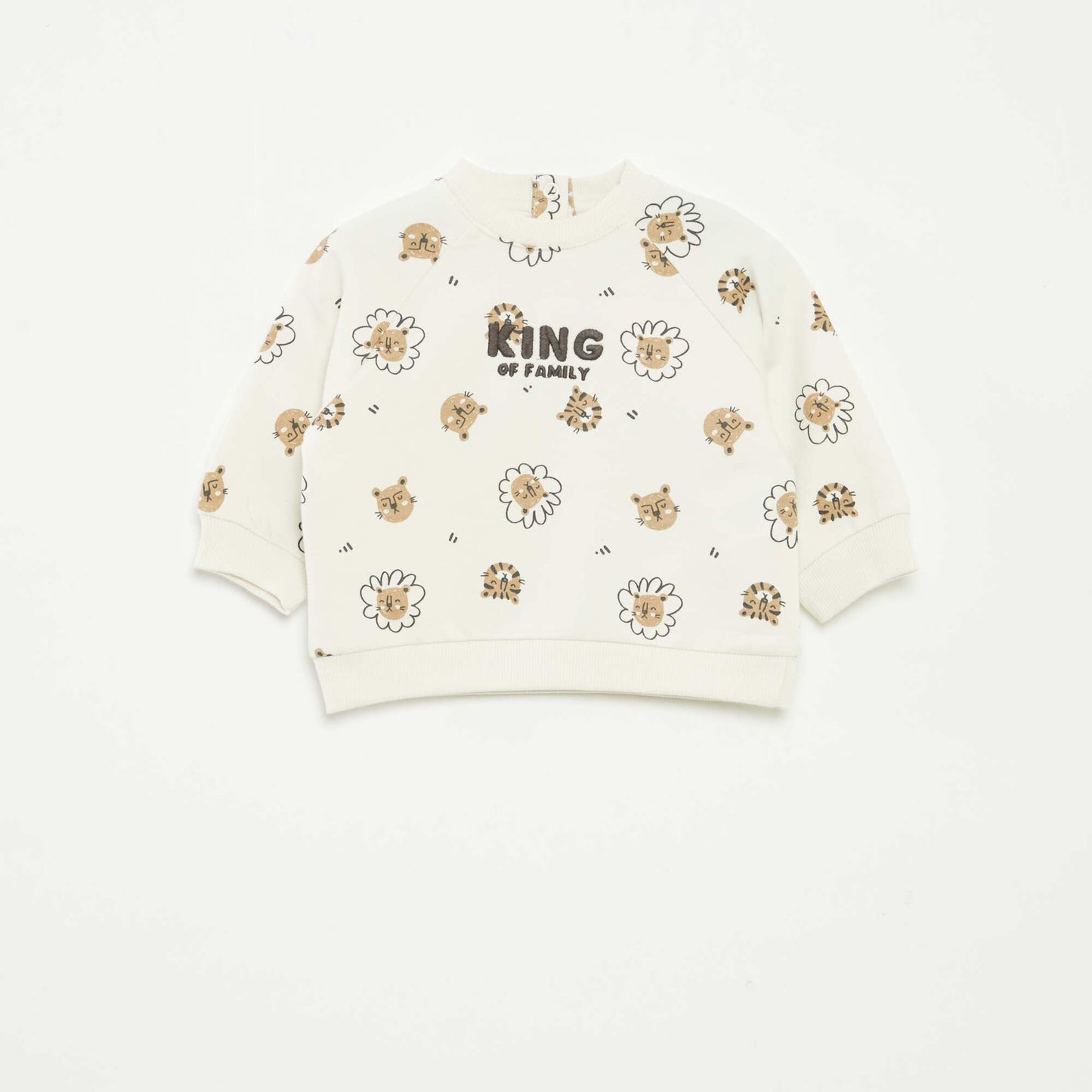 Sweat en molleton imprimé avec ouverture pressionnée BLANC