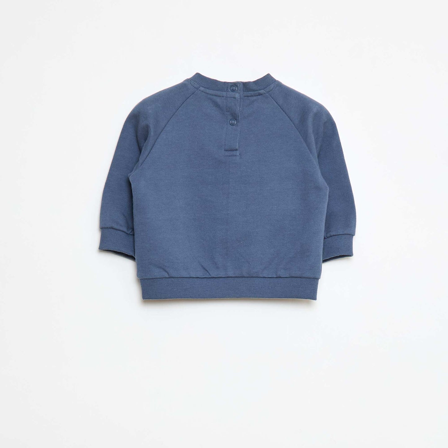 Sweat en molleton imprimé avec ouverture pressionnée BLEU