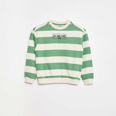 Sweat en molleton avec manches contrastées VERT RAYé
