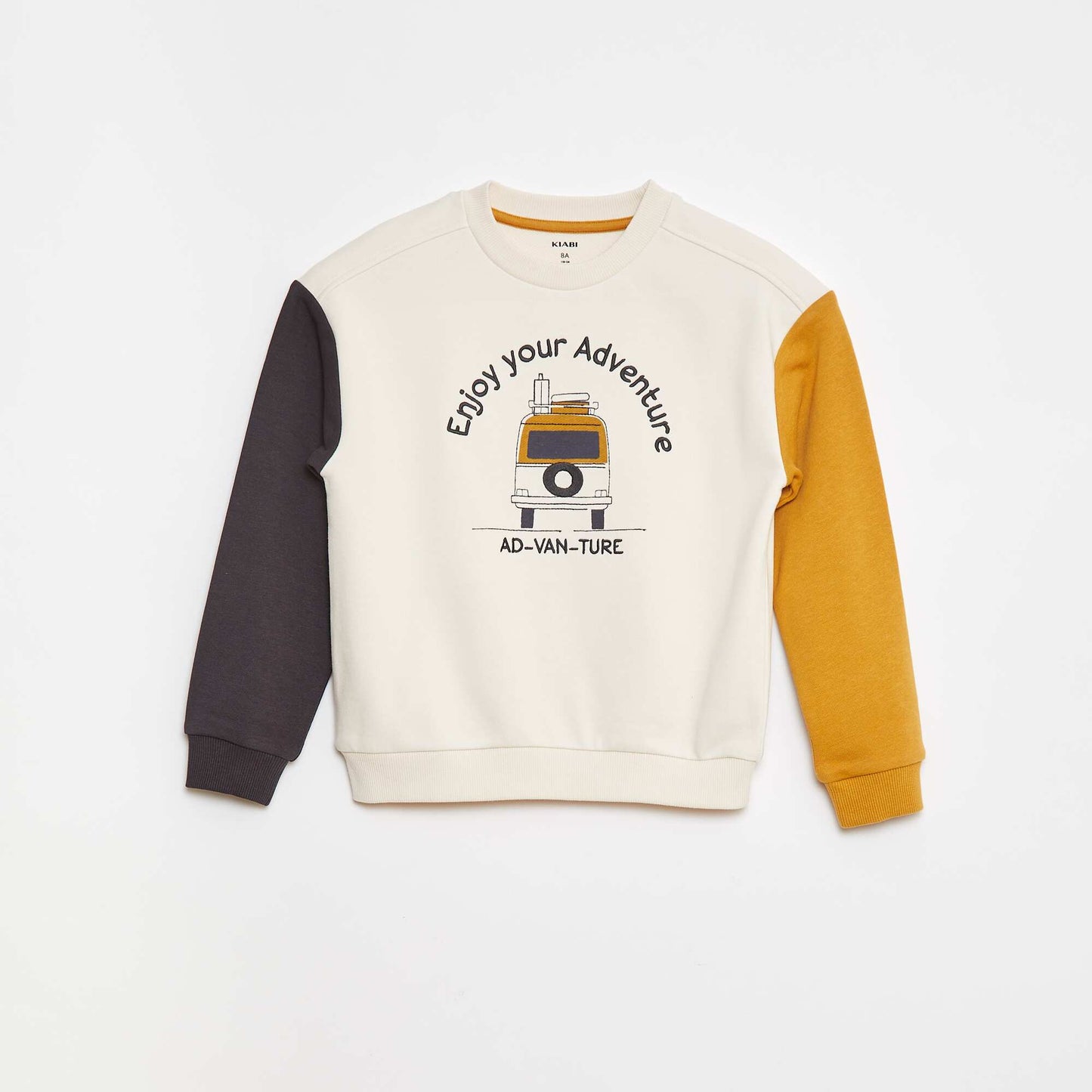 Sweat en molleton avec manches contrastées BLEU/JAUNE