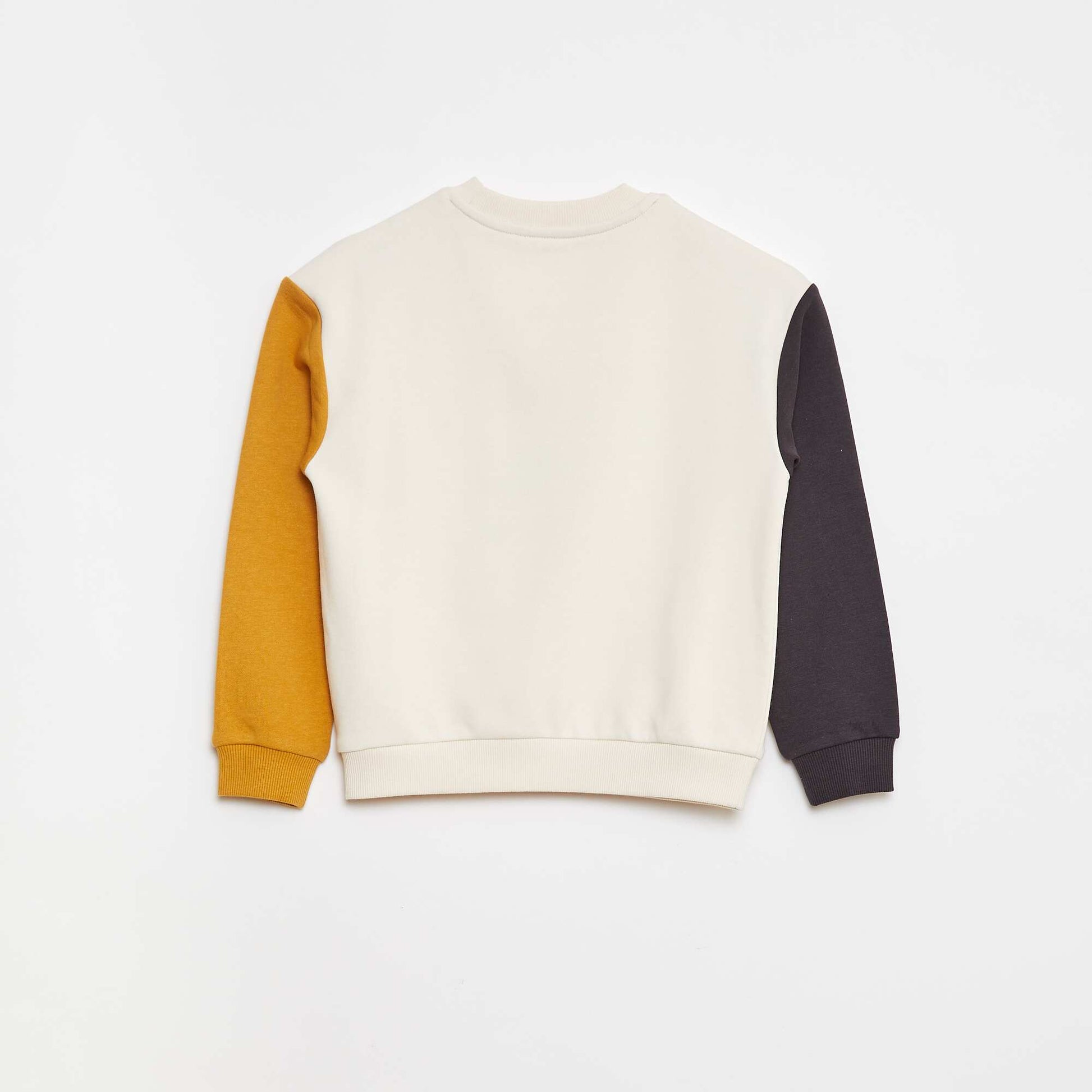 Sweat en molleton avec manches contrastées BLEU/JAUNE