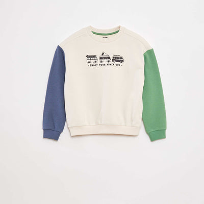 Sweat en molleton avec manches contrastées BEIGE