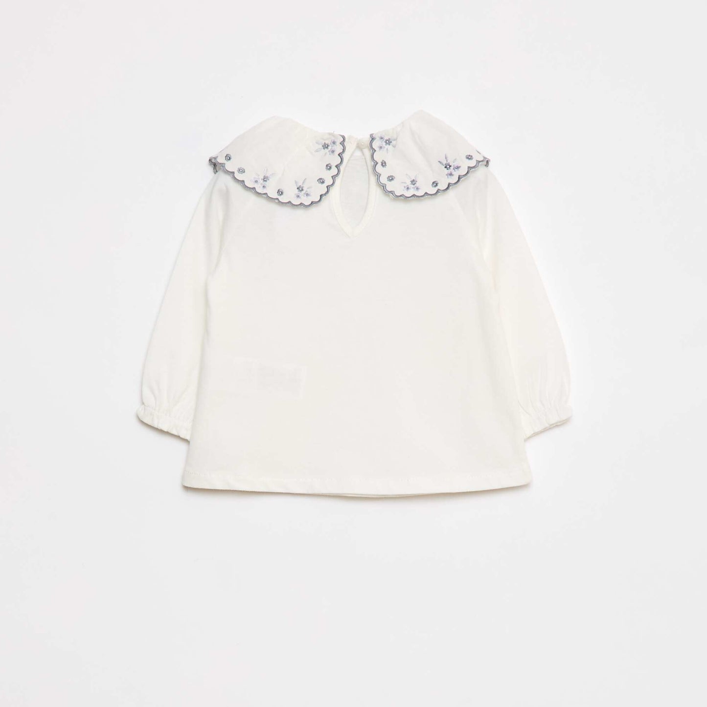Tee-shirt manches longues avec col claudine BLANC