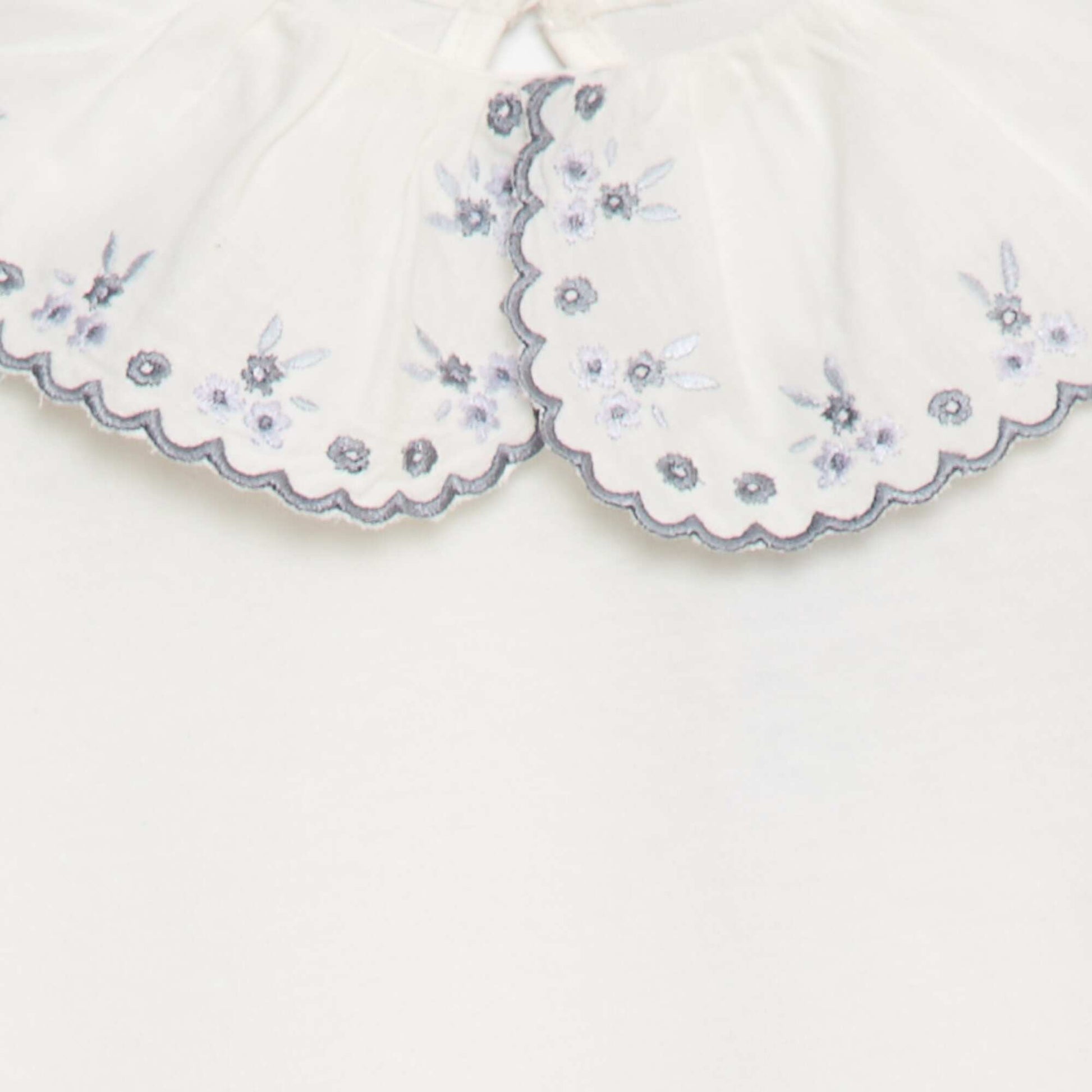 Tee-shirt manches longues avec col claudine BLANC