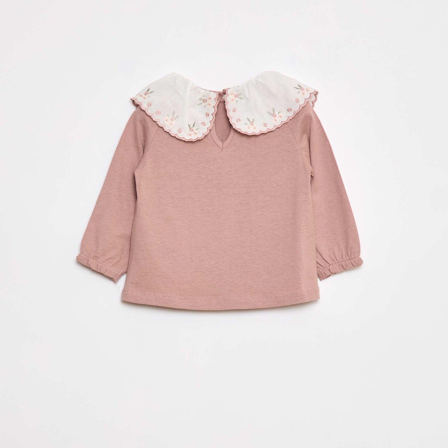 Tee-shirt manches longues avec col claudine ROSE