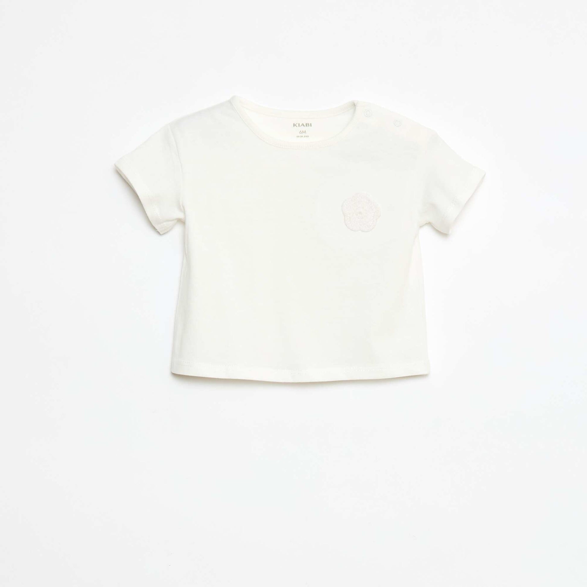 T-shirt en jersey avec ouverture pressionnée à l'épaule BLANC
