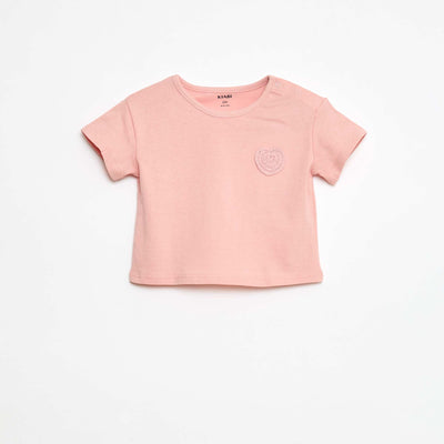 T-shirt en jersey avec ouverture pressionnée à l'épaule ROSE