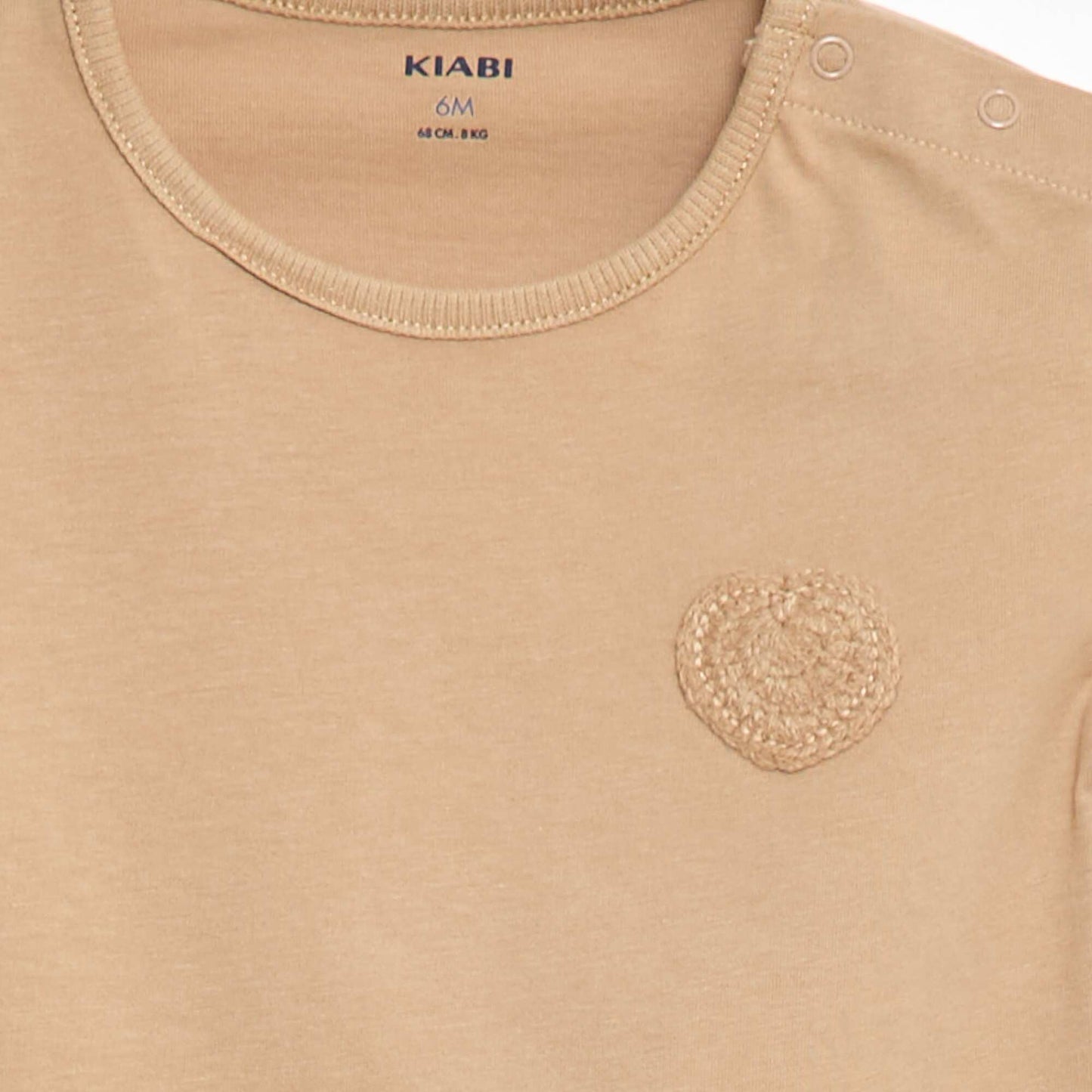 T-shirt en jersey avec ouverture pressionnée à l'épaule BEIGE