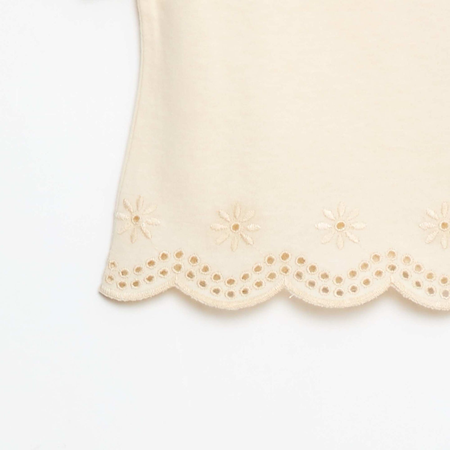 T-shirt en jersey manches courtes avec broderies anglaises BLANC