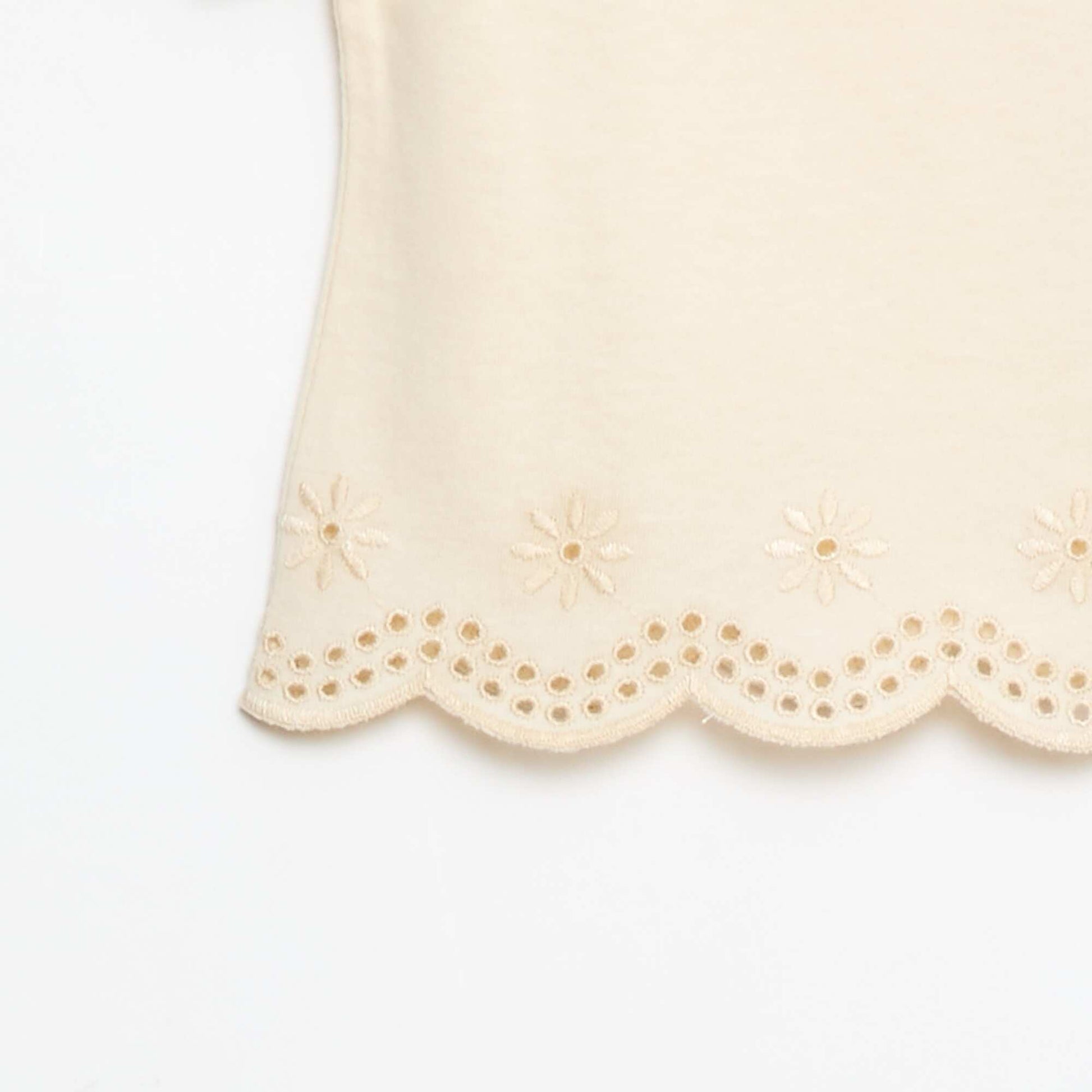 T-shirt en jersey manches courtes avec broderies anglaises BLANC