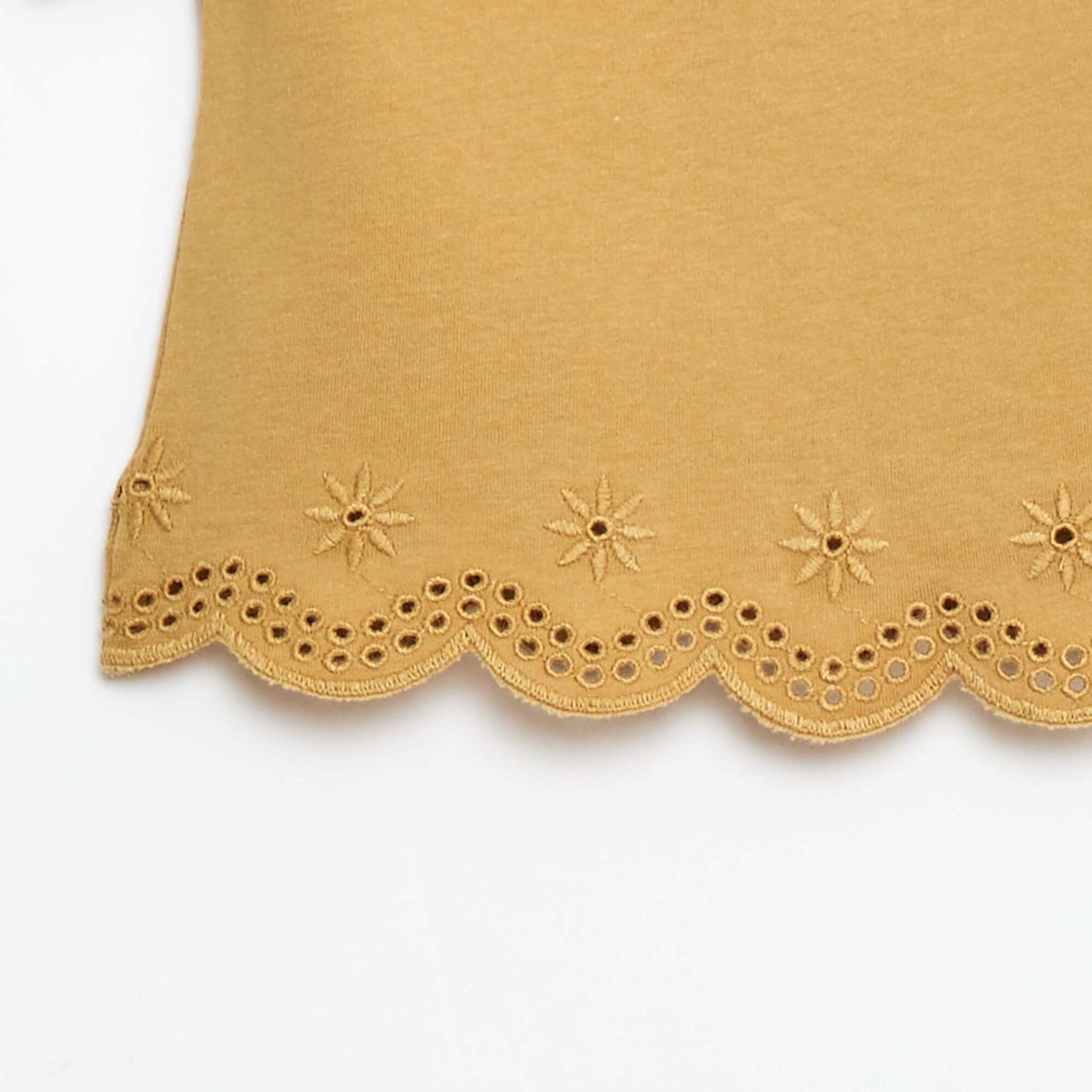 T-shirt en jersey manches courtes avec broderies anglaises JAUNE