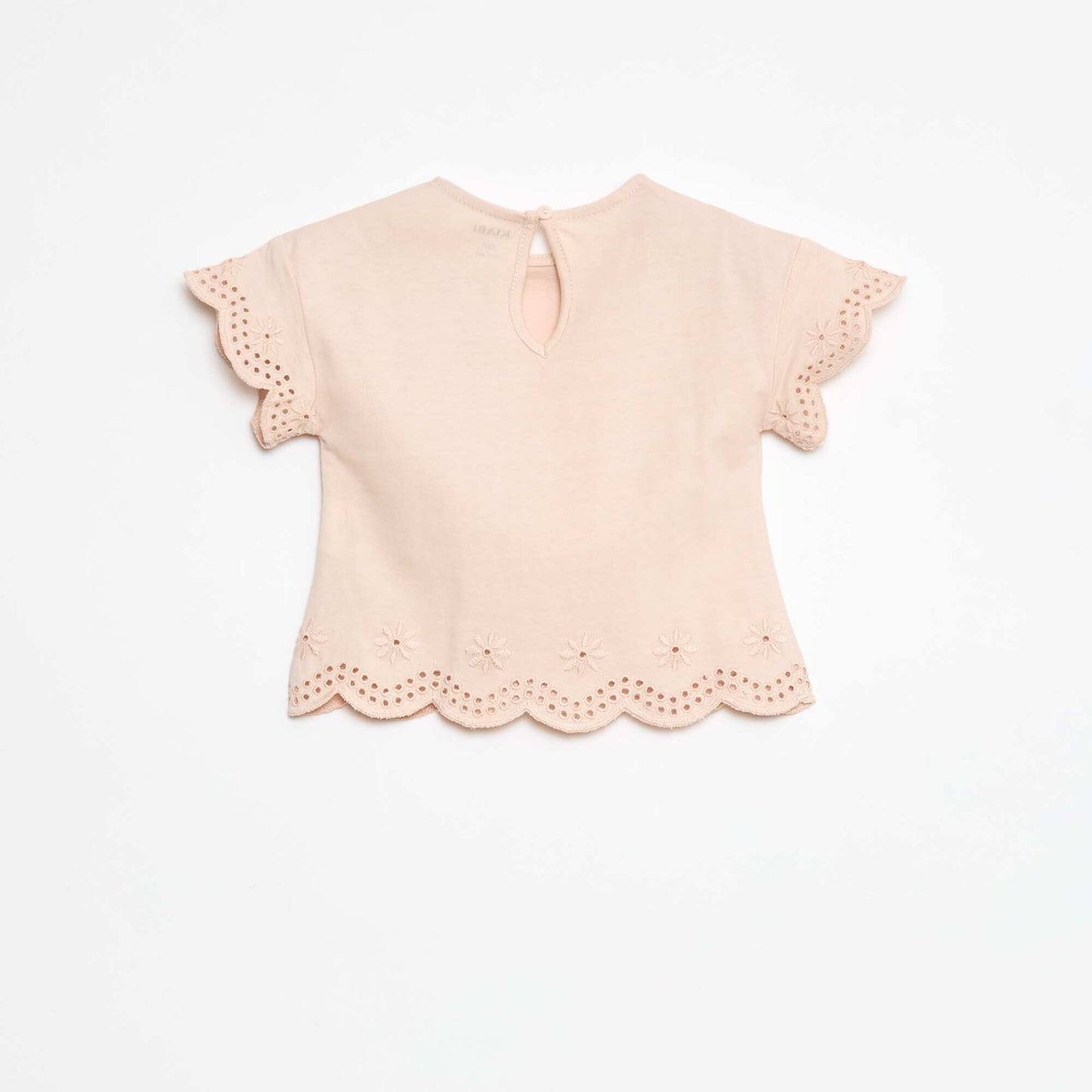 T-shirt en jersey manches courtes avec broderies anglaises ROSE
