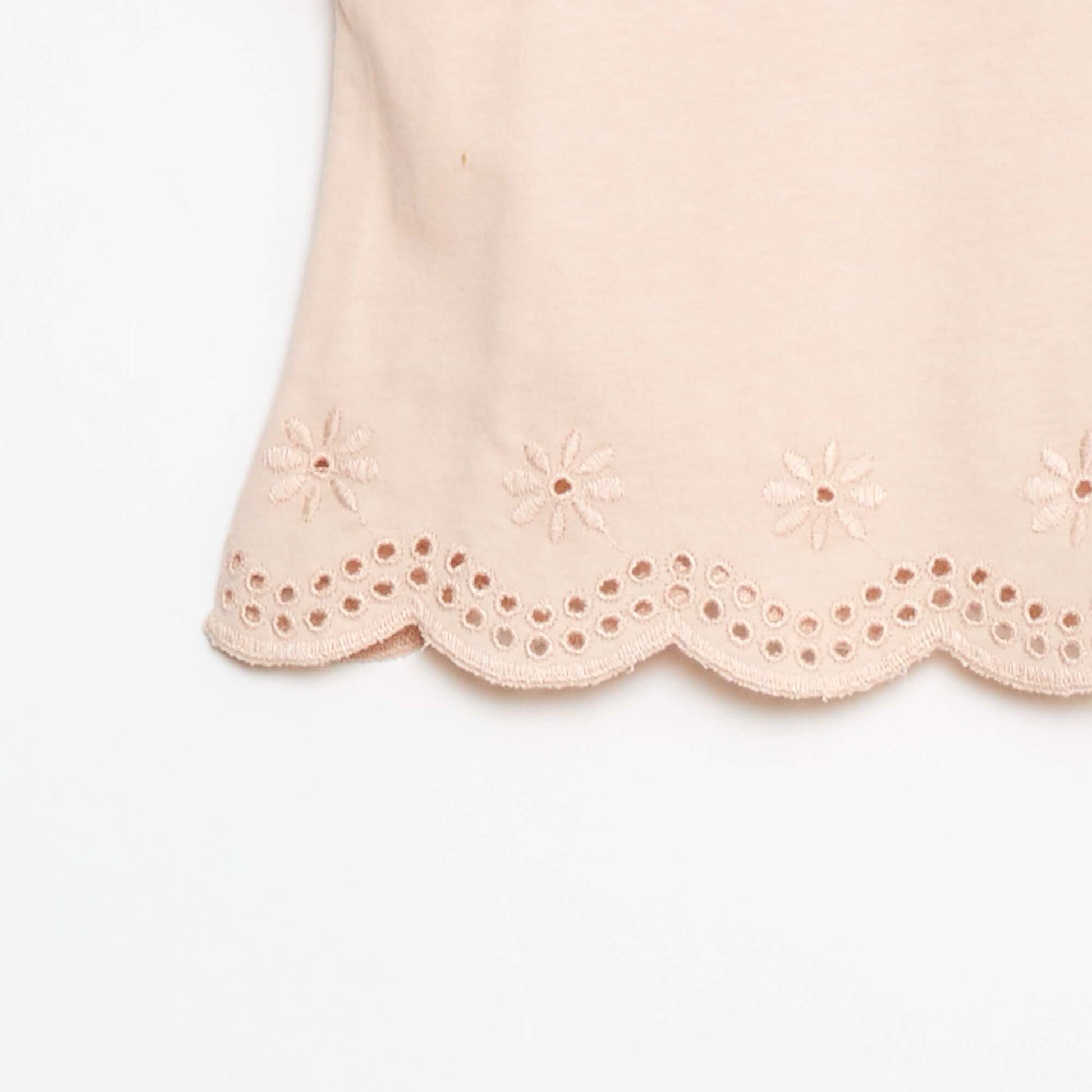 T-shirt en jersey manches courtes avec broderies anglaises ROSE