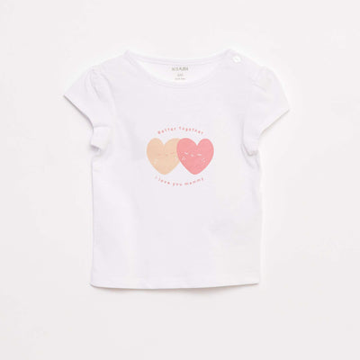 T-shirt imprimé manches courtes BLANC