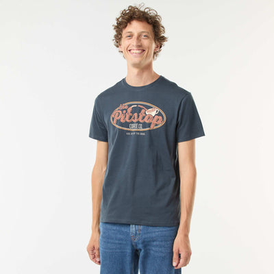 Tee-shirt manches courtes imprimé BLEU