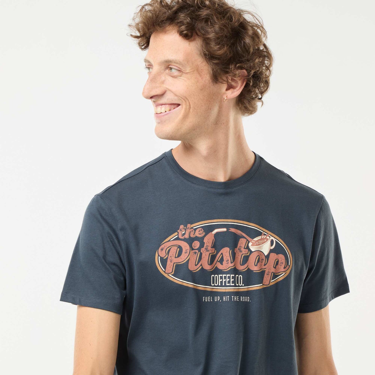 Tee-shirt manches courtes imprimé BLEU