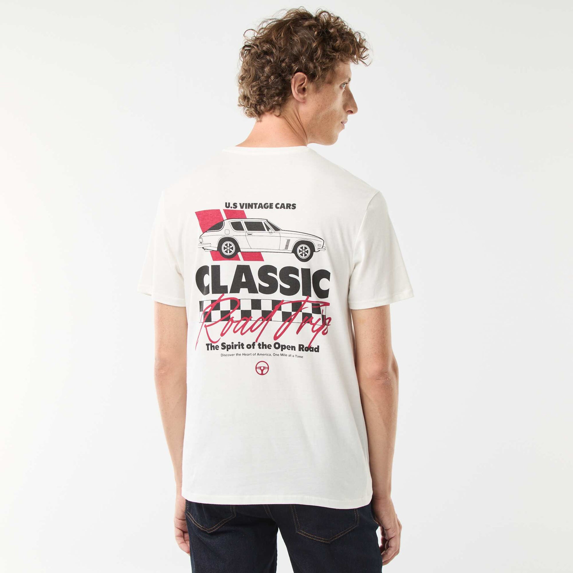 Tee-shirt manches courtes imprimé BLANC