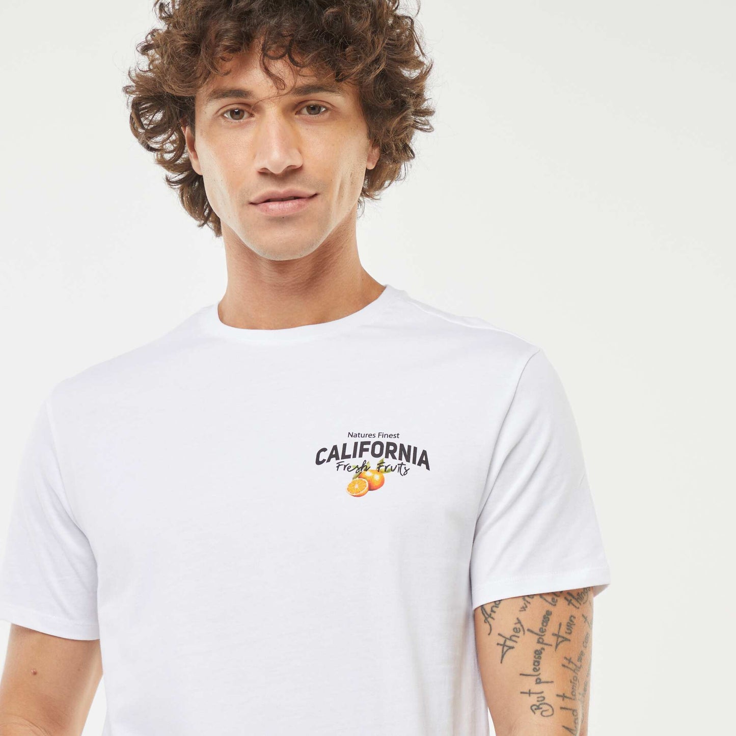 Tee-shirt manches courtes imprimé BLANC
