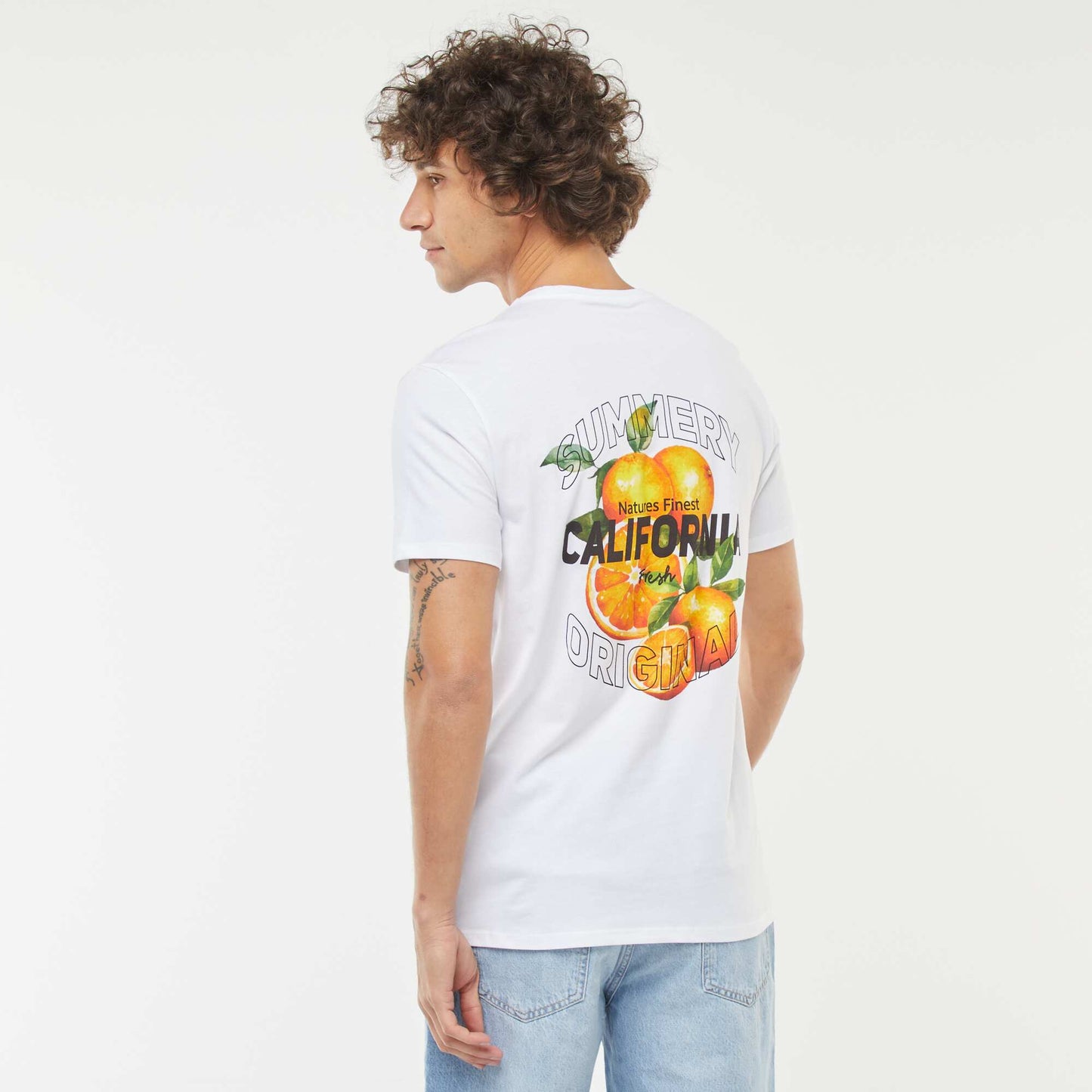 Tee-shirt manches courtes imprimé BLANC