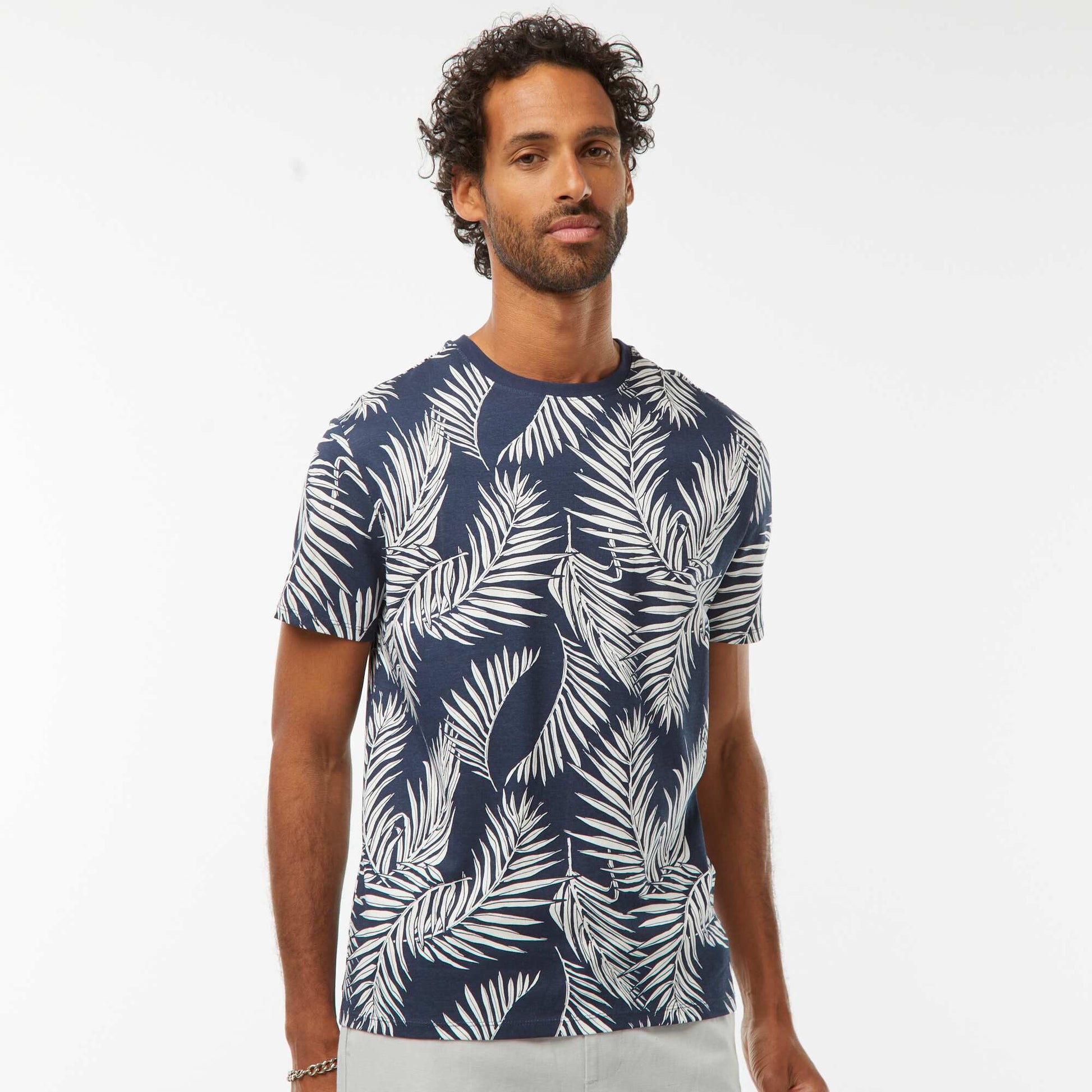 Tee-shirt manches courtes imprimé BLEU