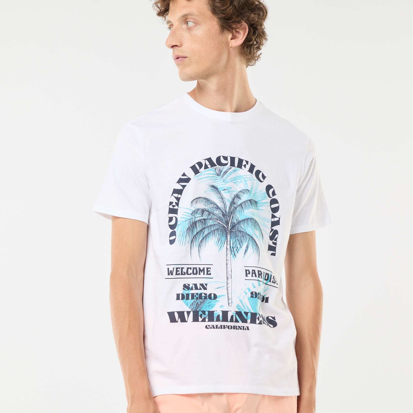 Tee-shirt manches courtes imprimé BLANC