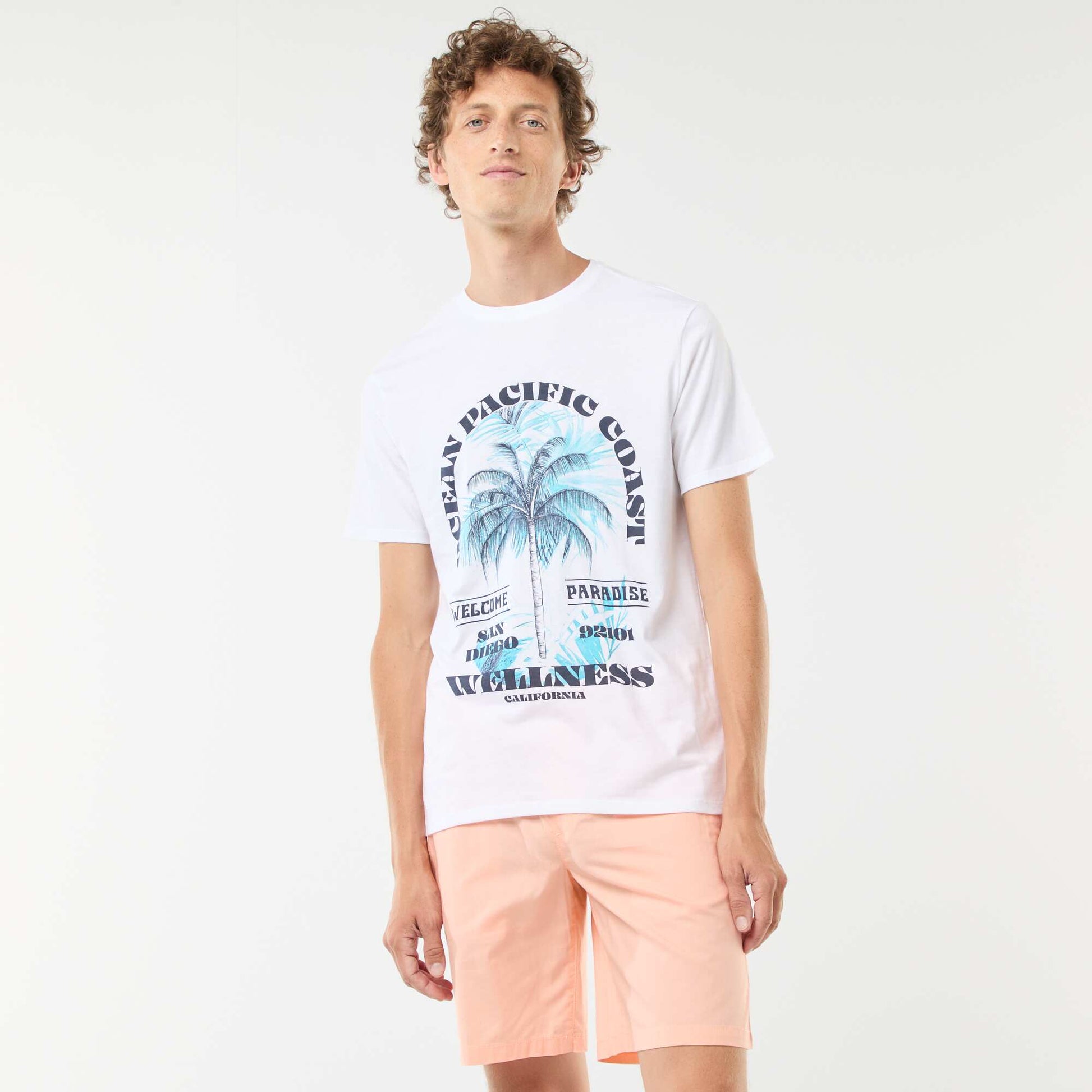 Tee-shirt manches courtes imprimé BLANC