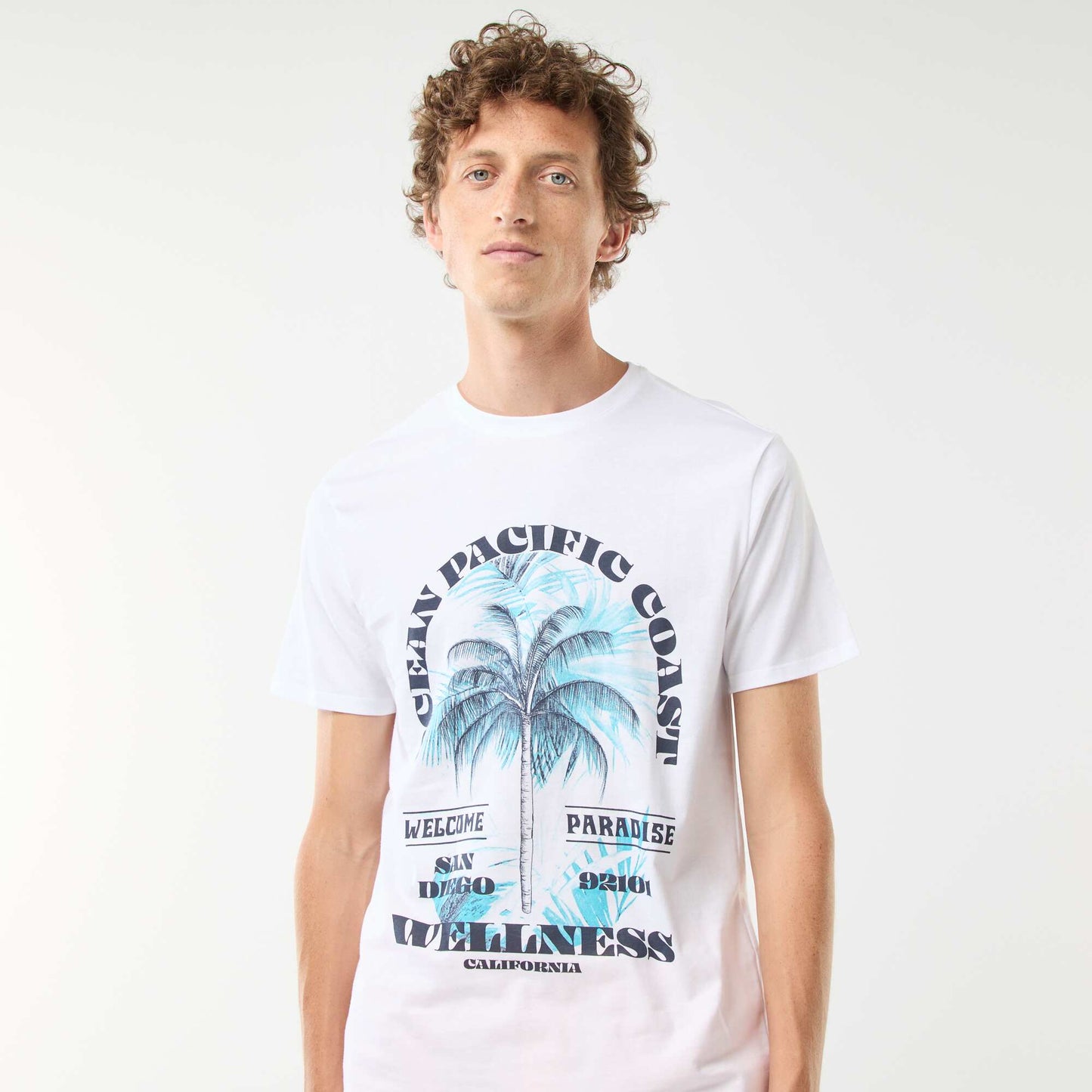 Tee-shirt manches courtes imprimé BLANC