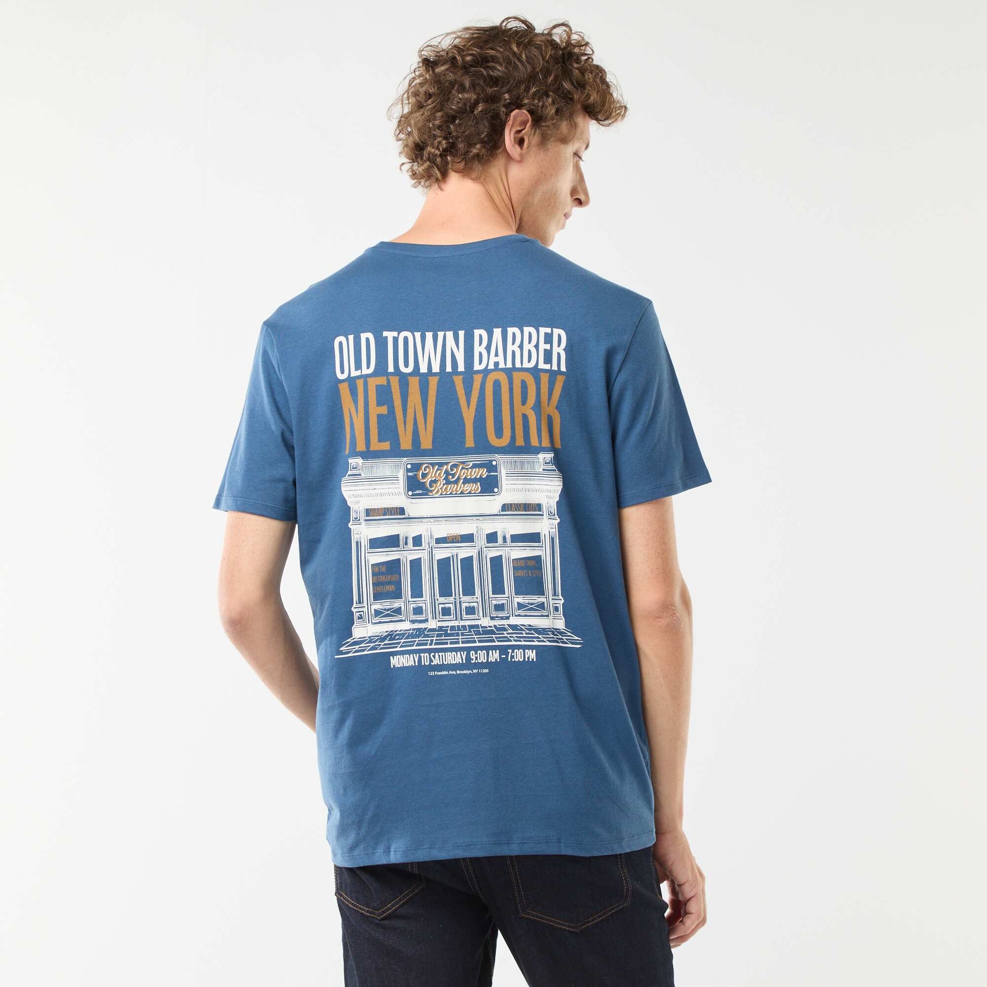Tee-shirt manches courtes imprimé BLEU