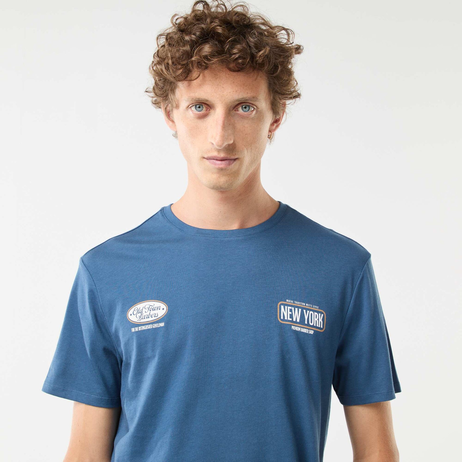 Tee-shirt manches courtes imprimé BLEU
