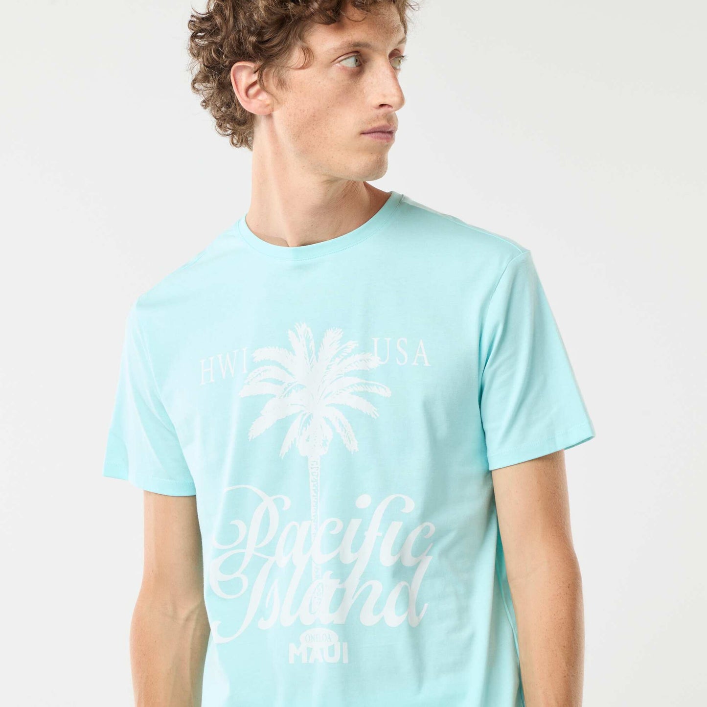 Tee-shirt manches courtes imprimé BLEU