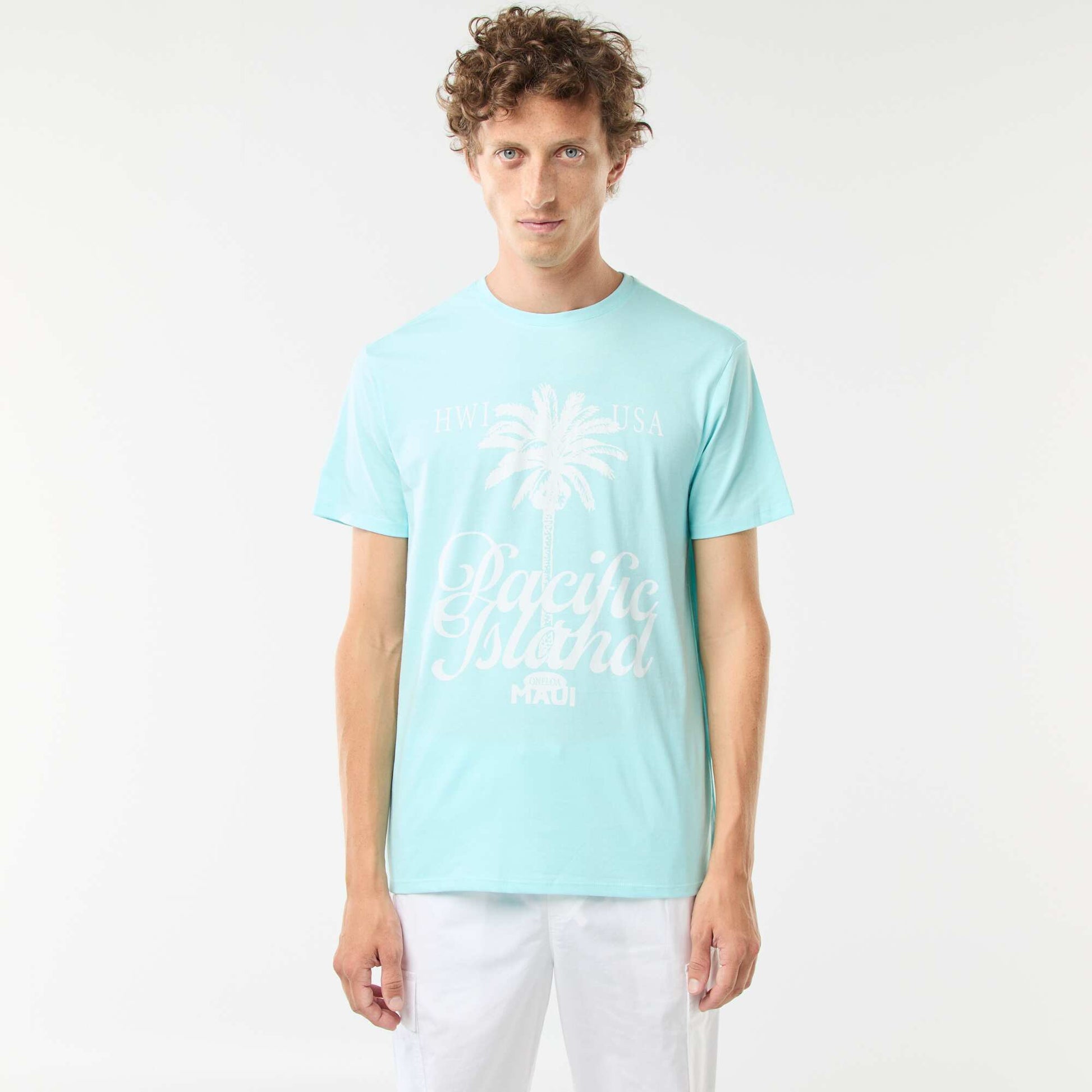Tee-shirt manches courtes imprimé BLEU