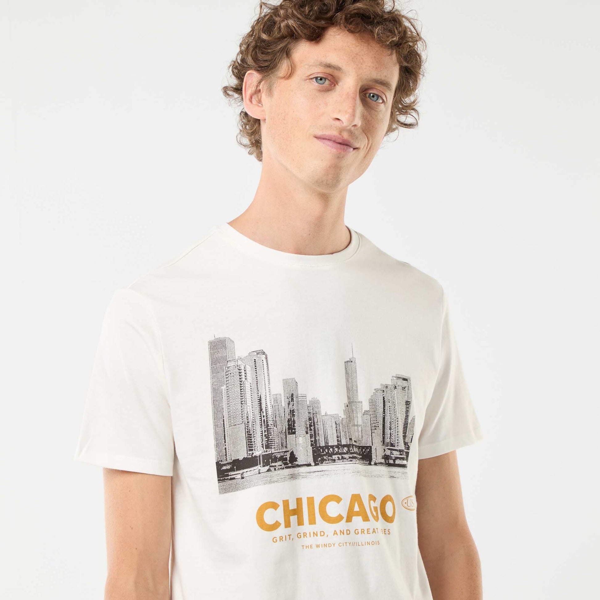 Tee-shirt manches courtes imprimé BLANC