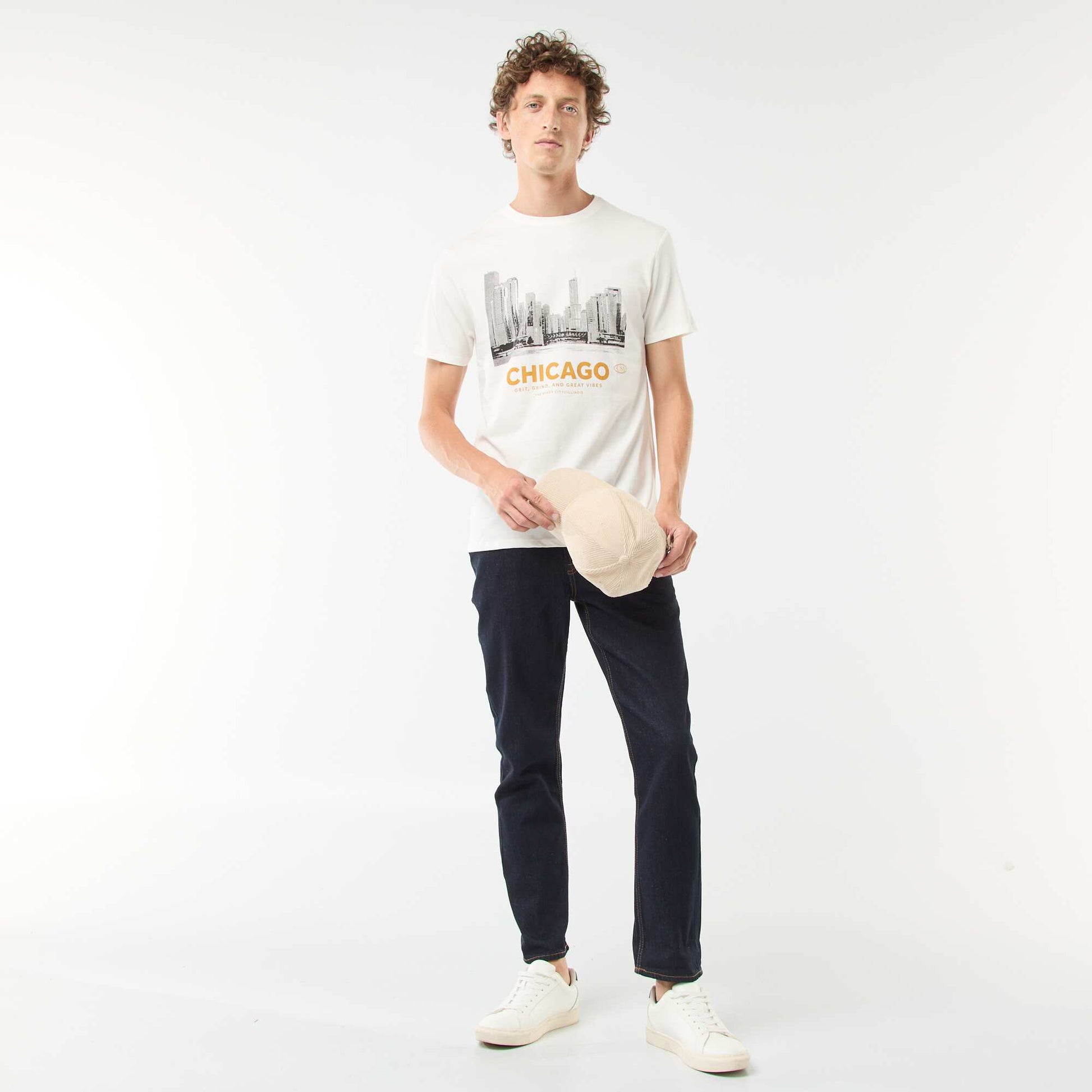 Tee-shirt manches courtes imprimé BLANC
