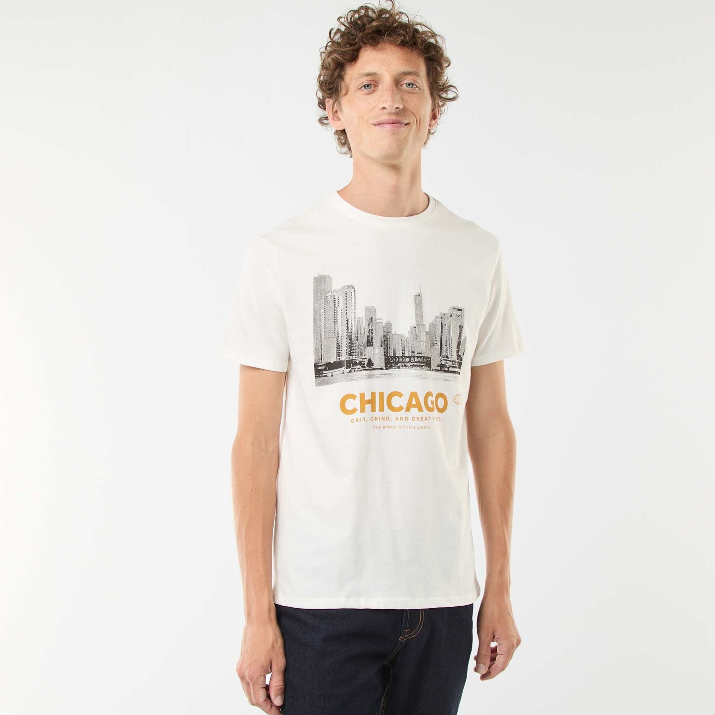 Tee-shirt manches courtes imprimé BLANC