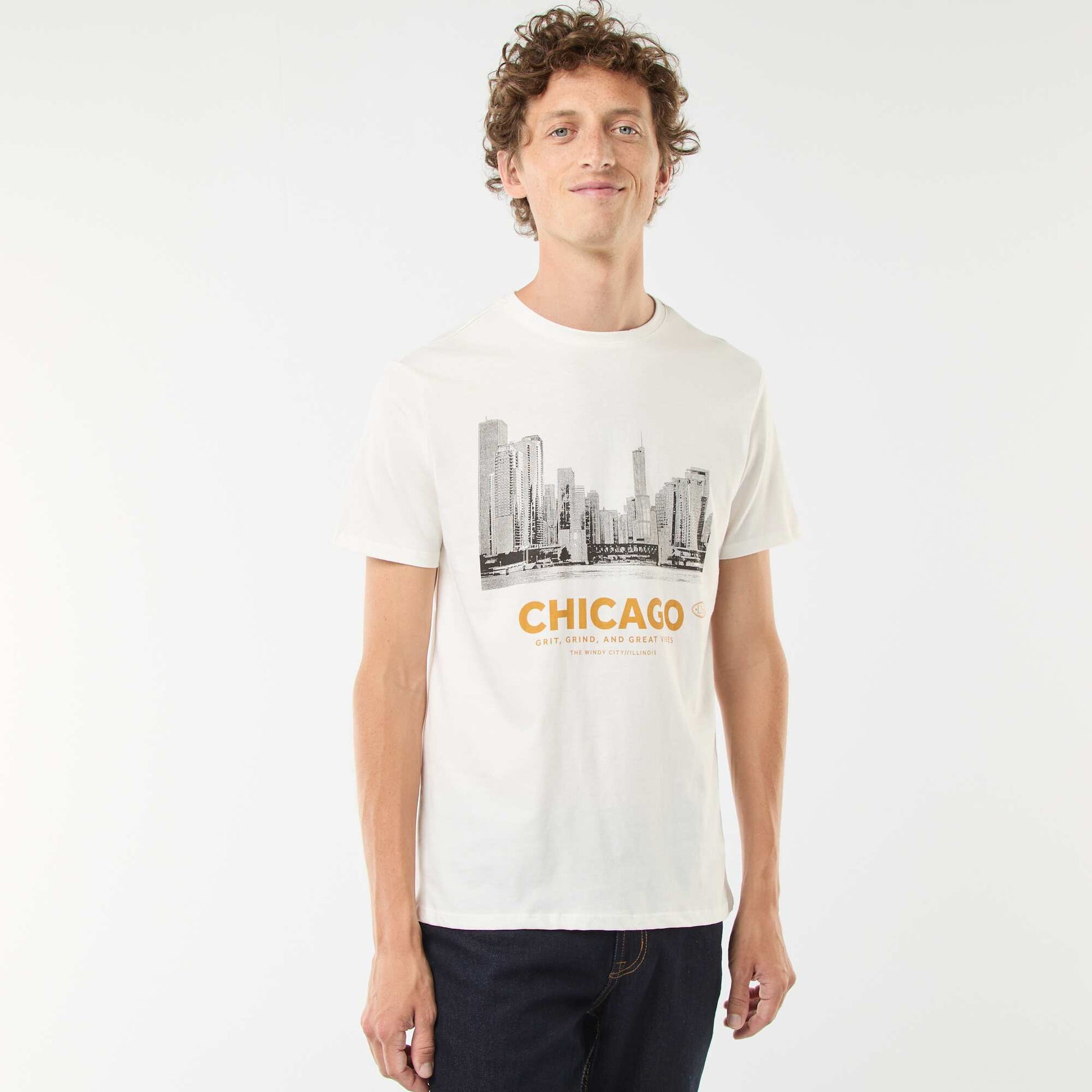 Tee-shirt manches courtes imprimé BLANC