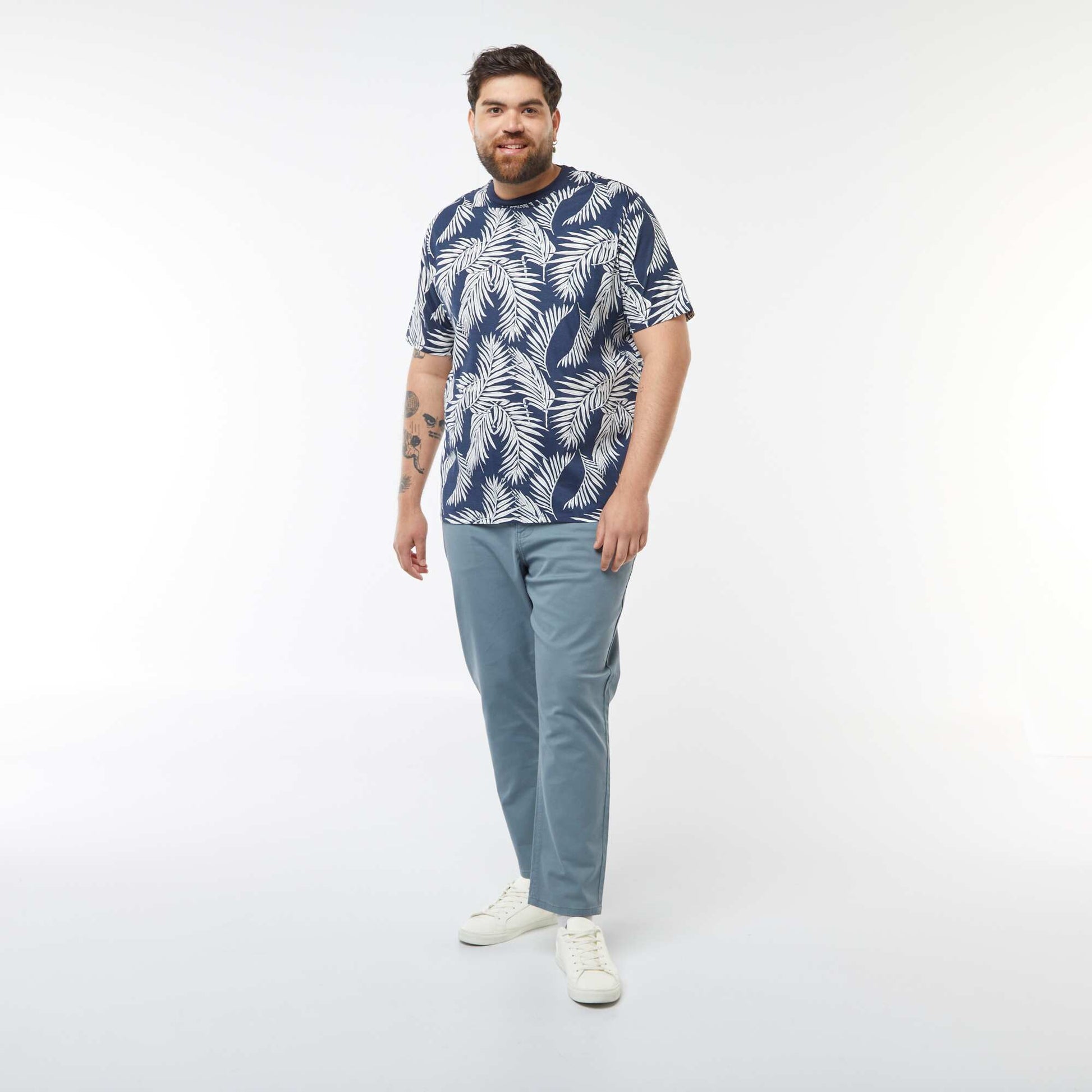 T-shirt manches courtes à motif BLEU