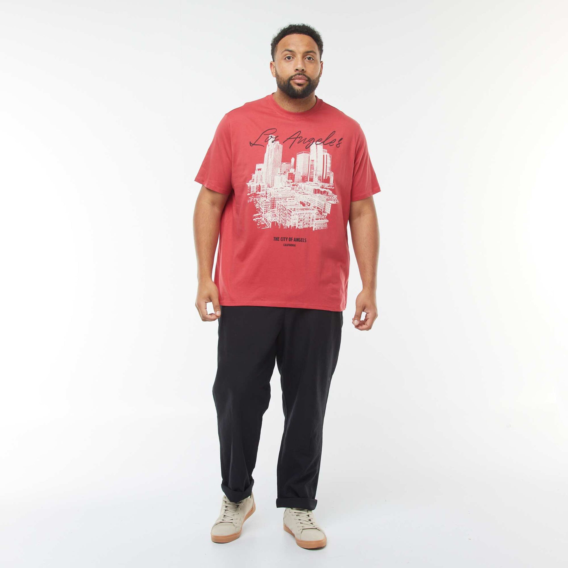 T-shirt manches courtes à motif ROUGE