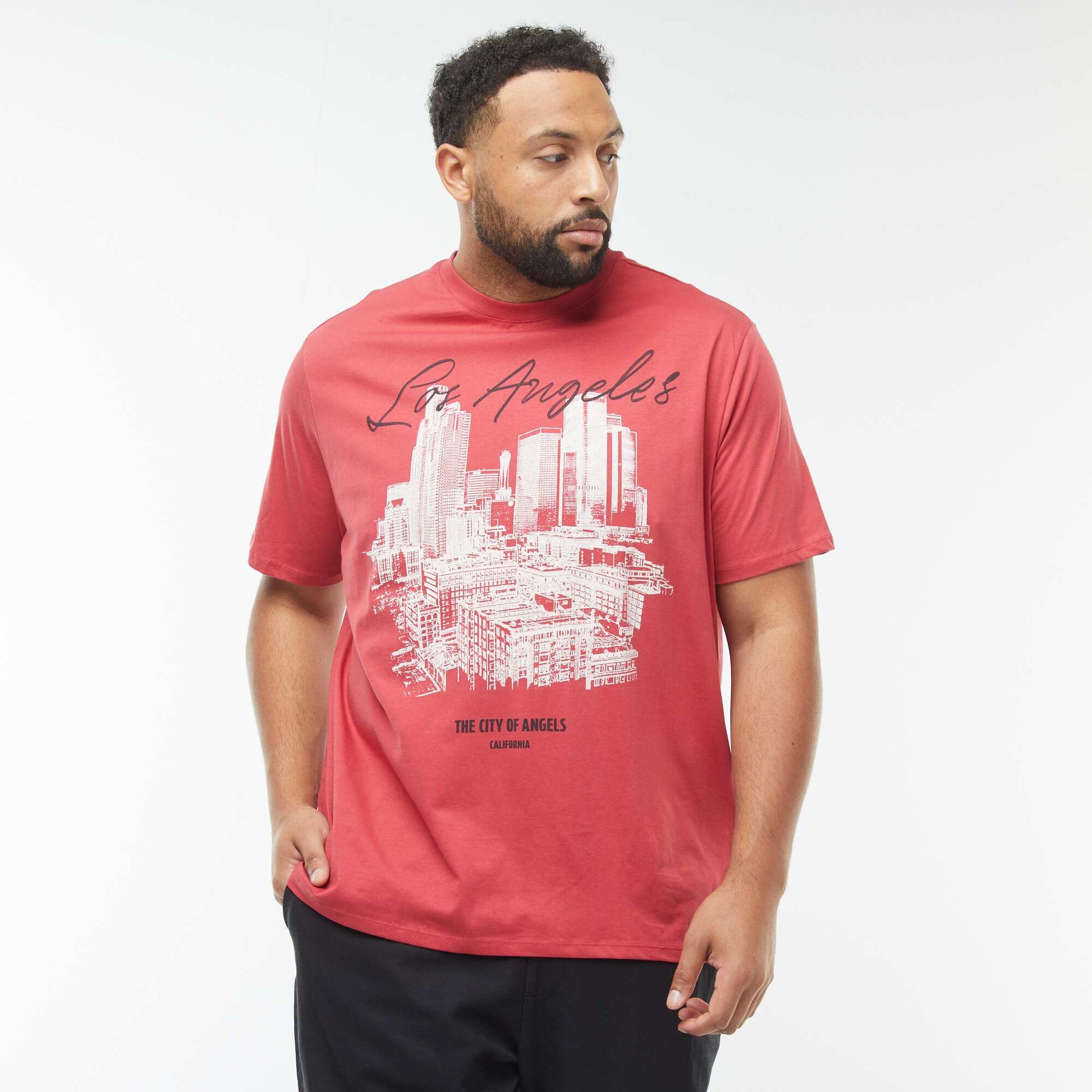 T-shirt manches courtes à motif ROUGE