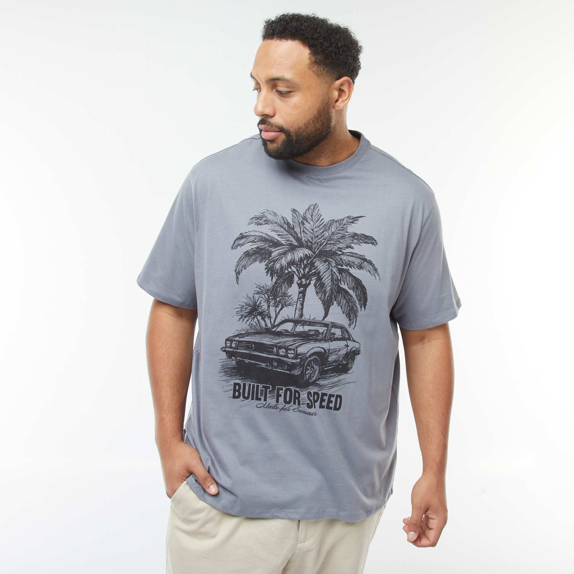 T-shirt manches courtes à motif GRIS