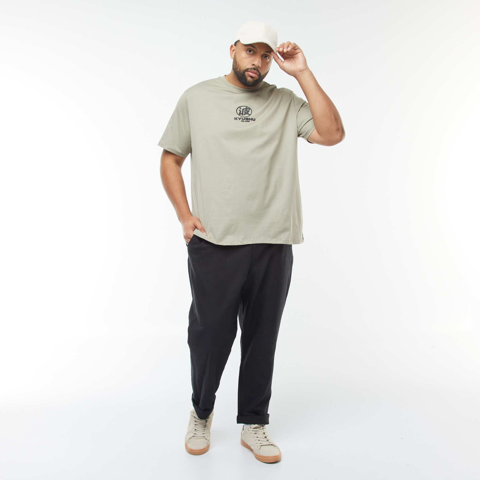 T-shirt manches courtes à motif BEIGE
