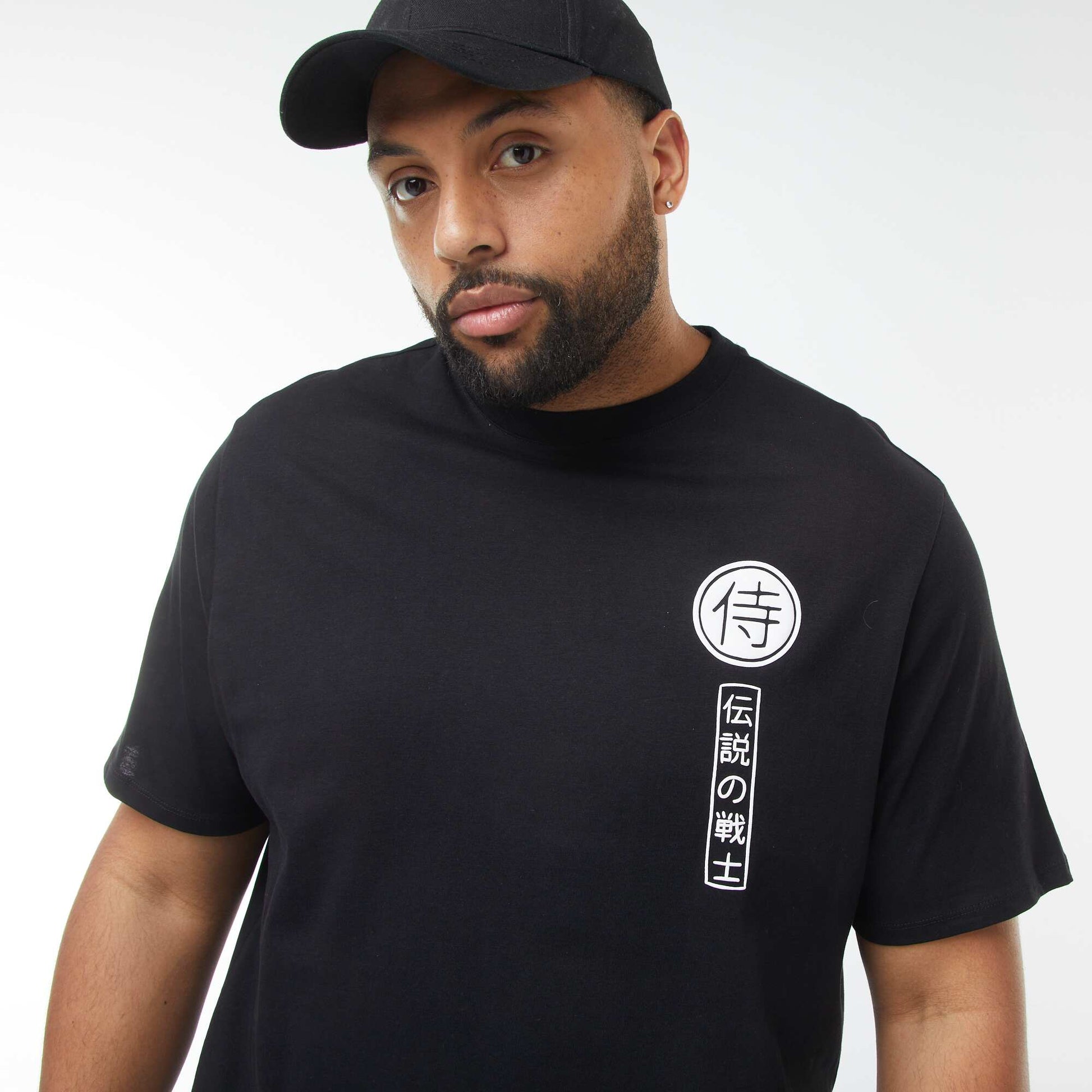 T-shirt manches courtes à motif NOIR