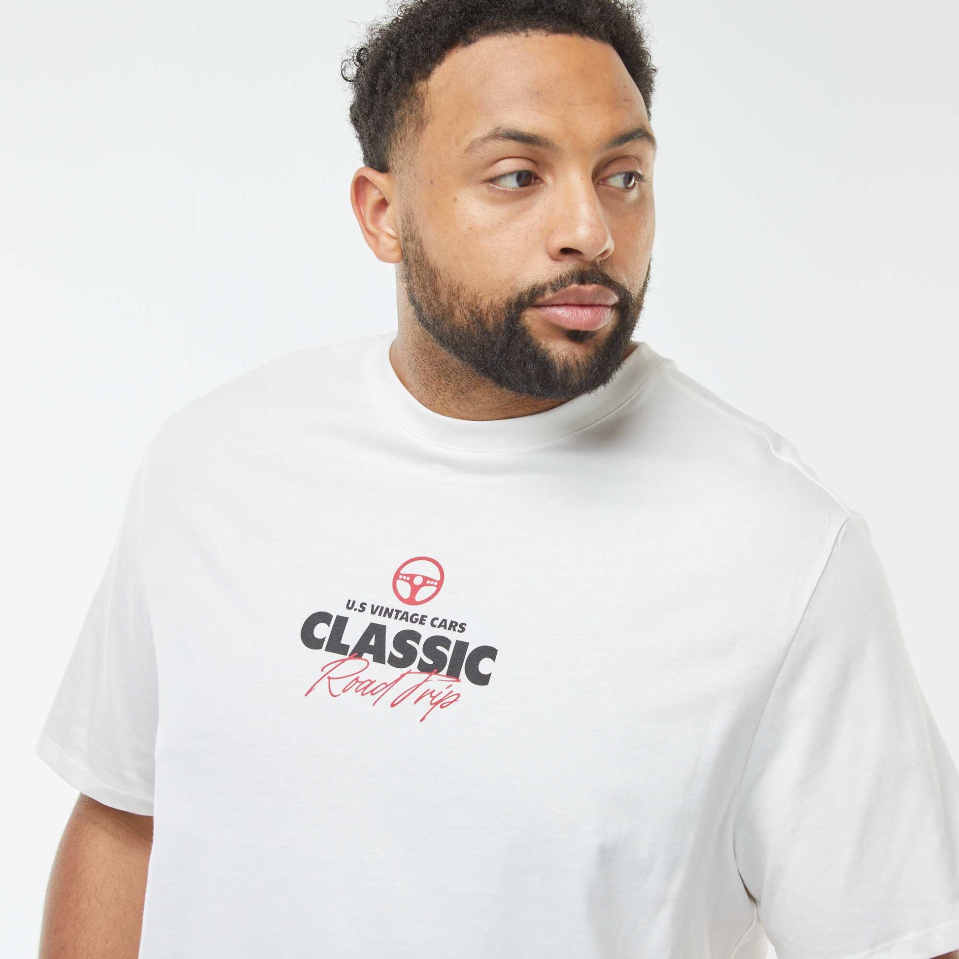 T-shirt manches courtes à motif BLANC